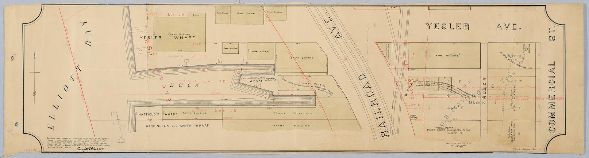Image of Yesler Way at Railroad Avenue map, Seattle, 1896