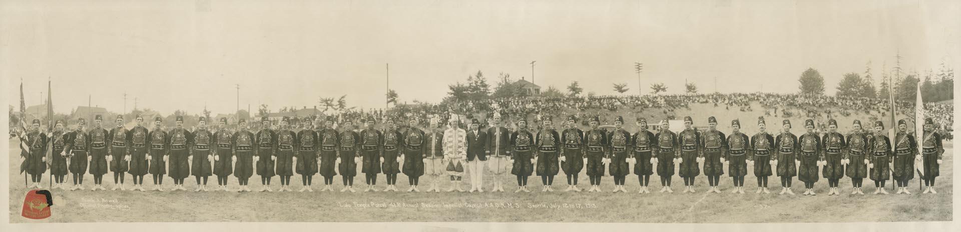 Image of The Shriners Philadelphia LuLu Temple Patrol at the National Convention in Seattle, 1915