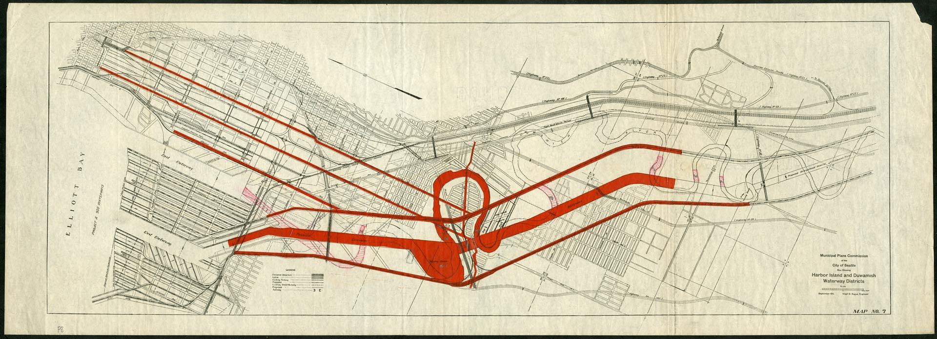 Image of Map of Harbor Island and Duwamish waterway districts, Bogue map, No. 7,  September 1911