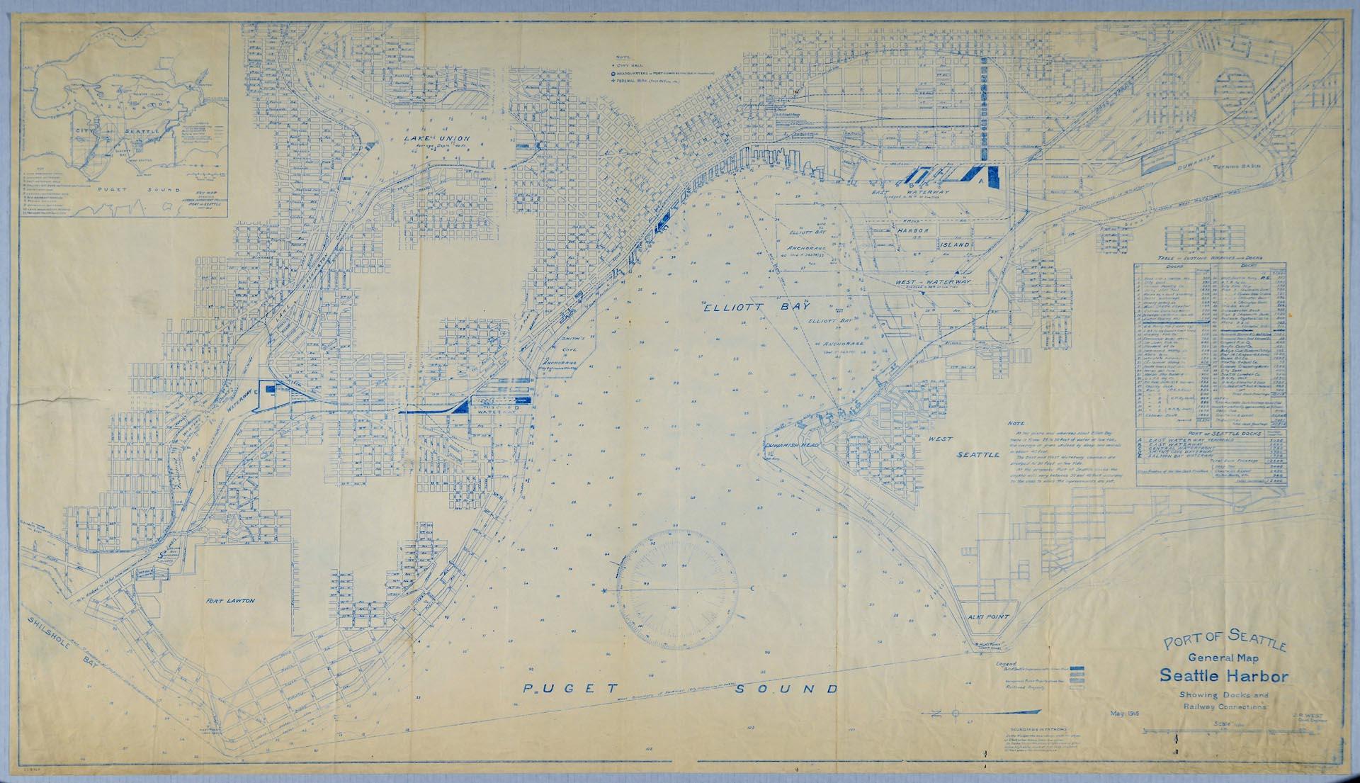 Image of Port of Seattle General Map Seattle Harbor, May 1915
