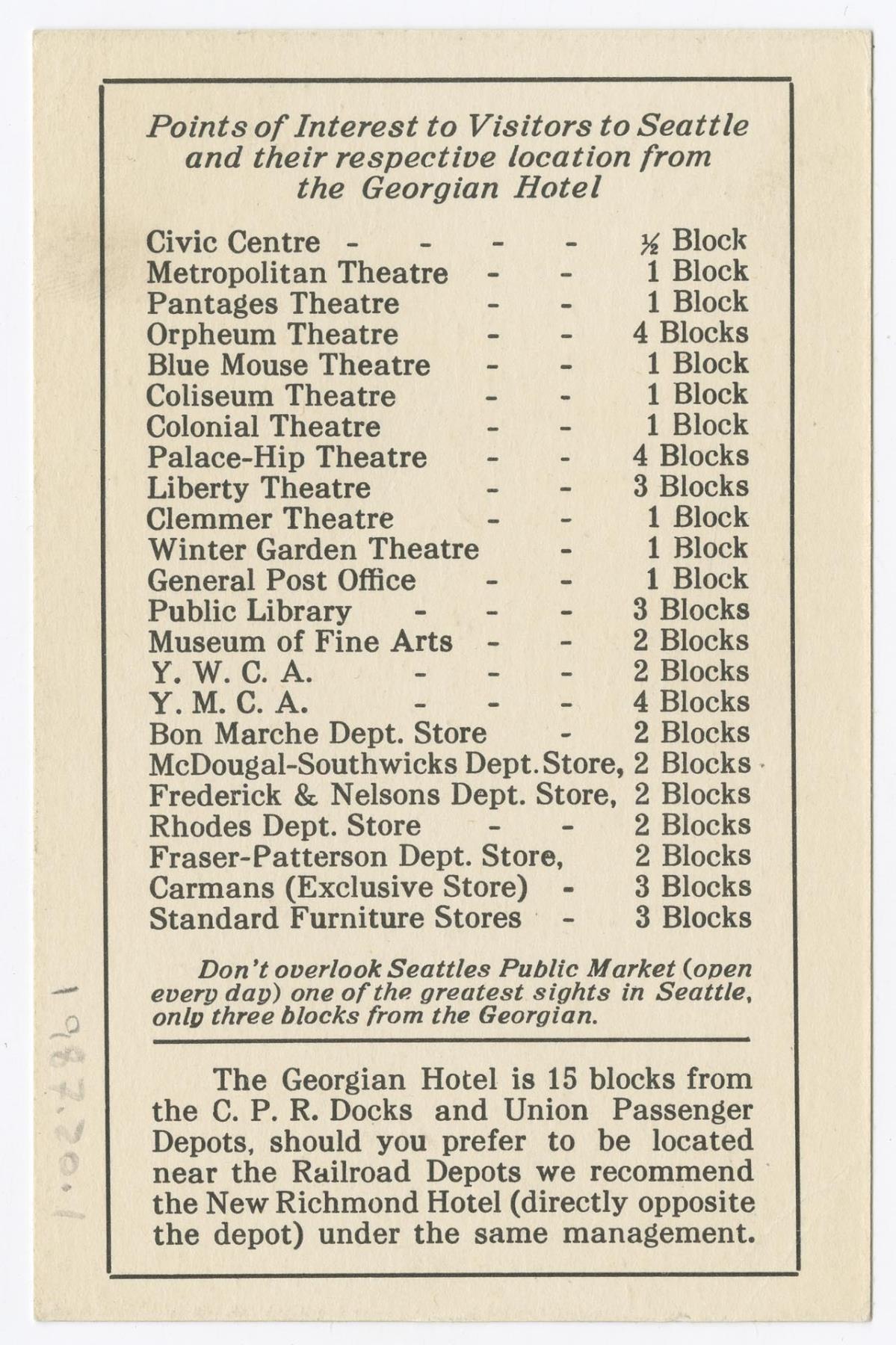 Image of Georgian Hotel card, circa 1910