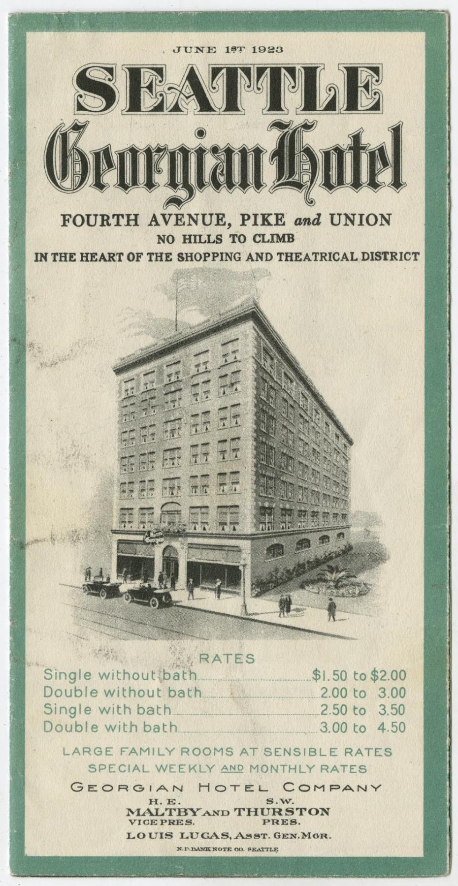 Image of Georgian Hotel brochure, June 1, 1923