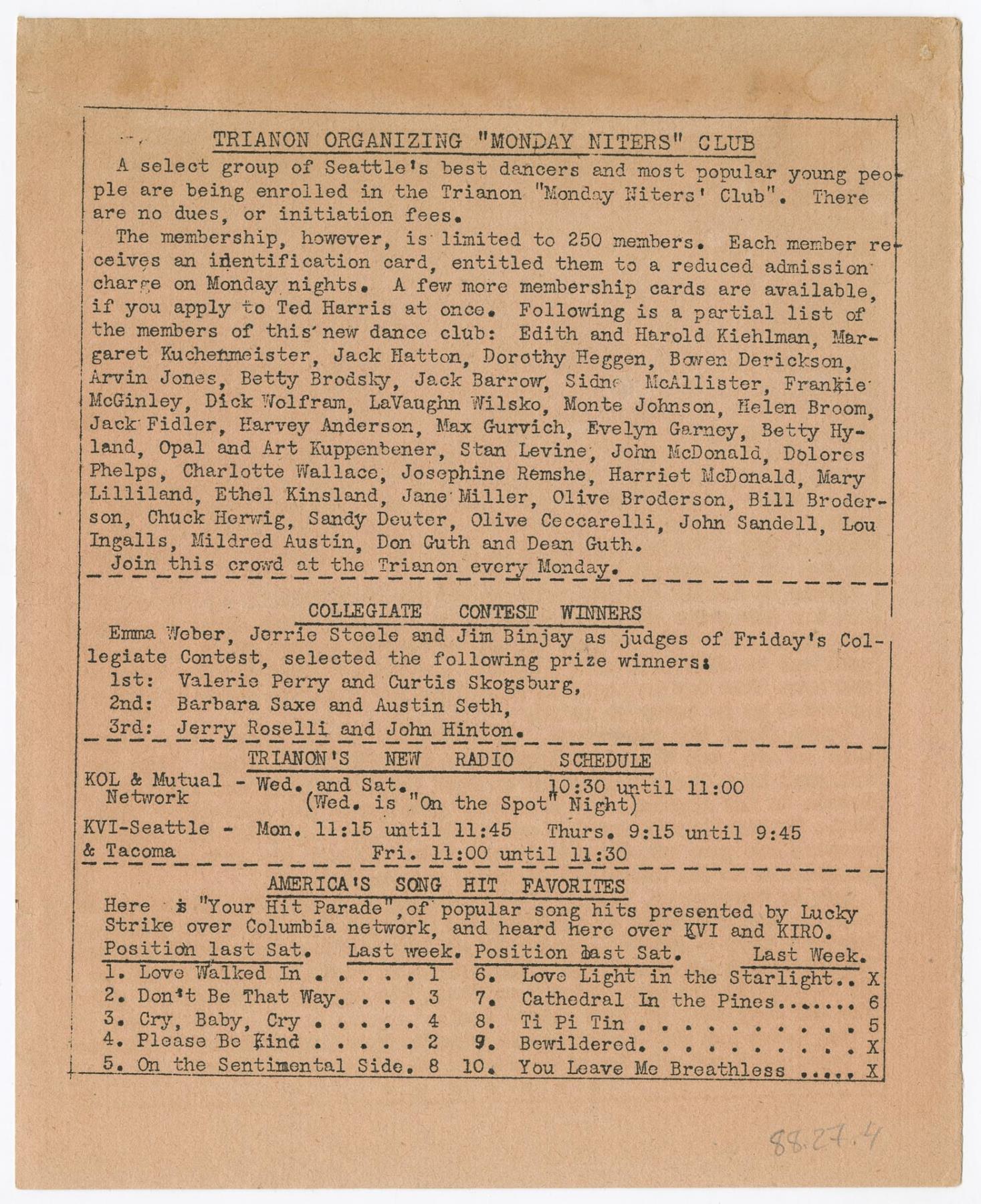 Image of The Trianon Saturday Night, Vol. 8 No. 24, June 4, 1938