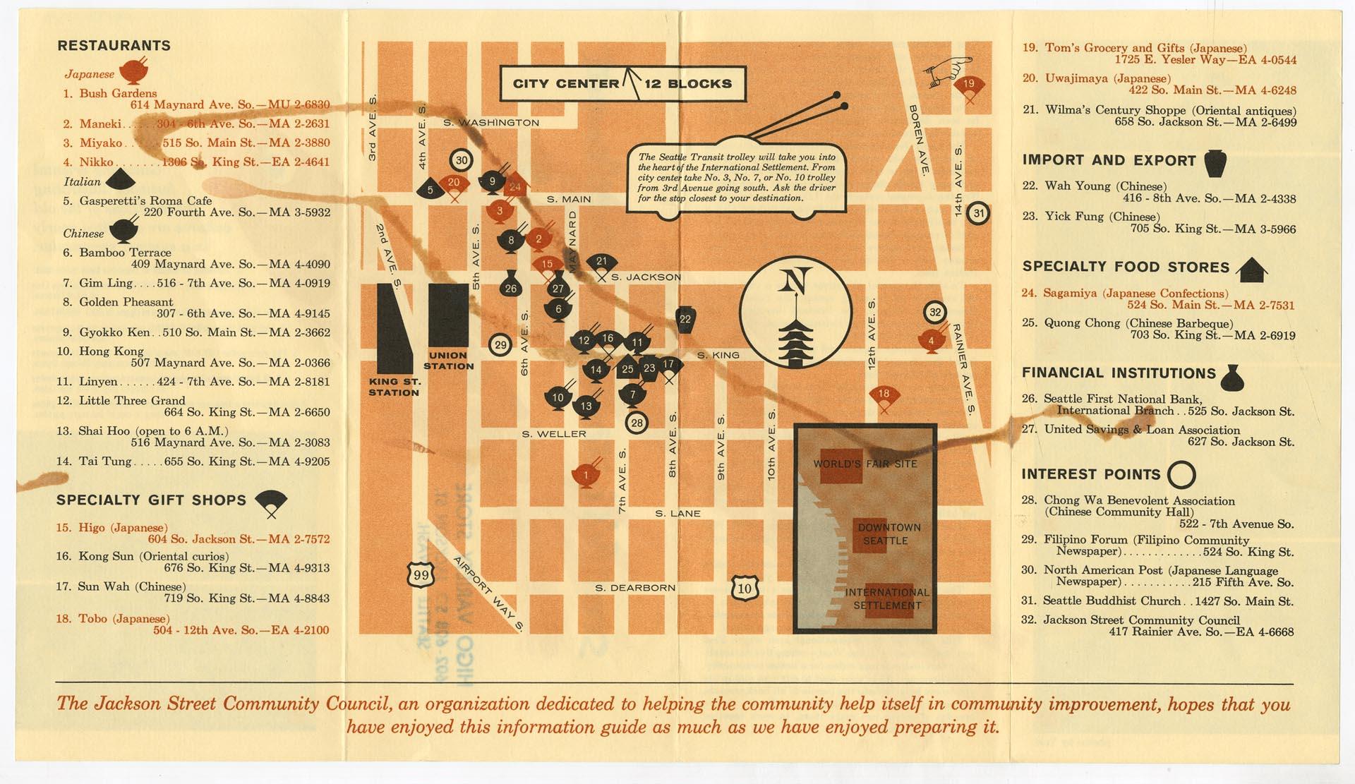 Image of Seattle's International Settlement brochure, circa 1960