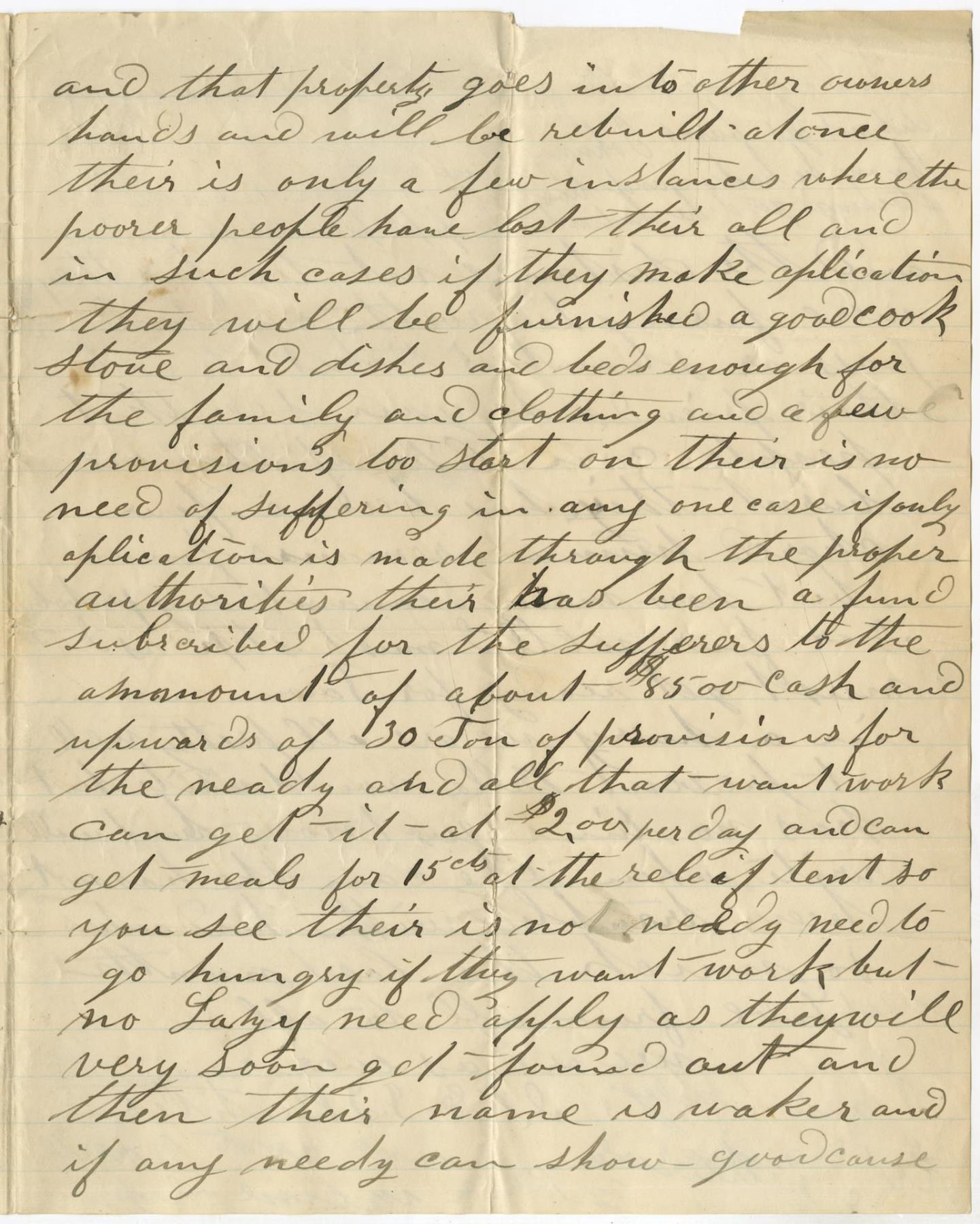 Image of Isaac and Isabelle Bechtel letter about Great Seattle Fire, June 24, 1889