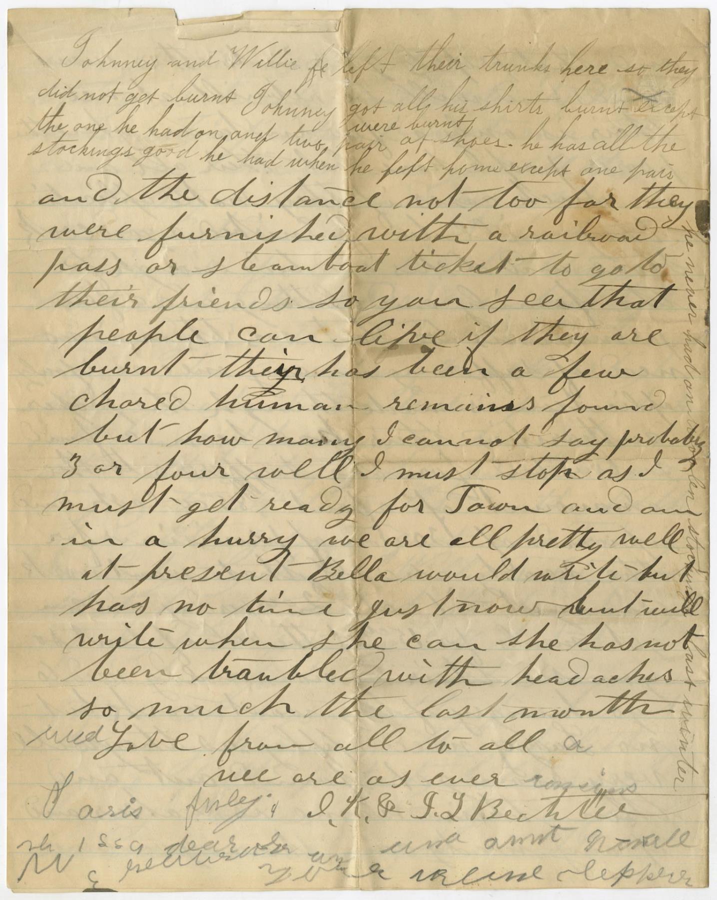 Image of Isaac and Isabelle Bechtel letter about Great Seattle Fire, June 24, 1889