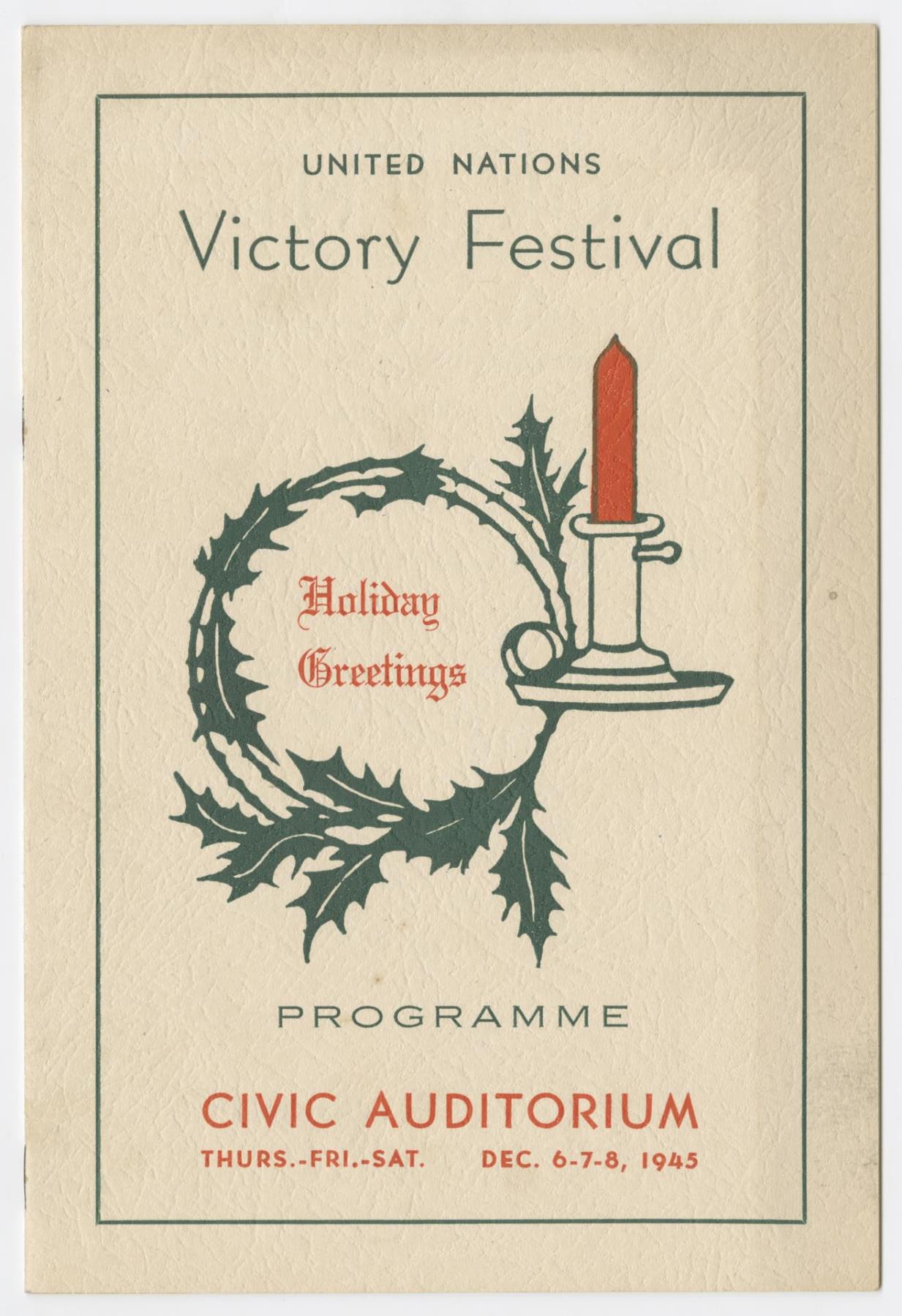 Image of Program for the United Nations Victory Festival, Seattle, December1945