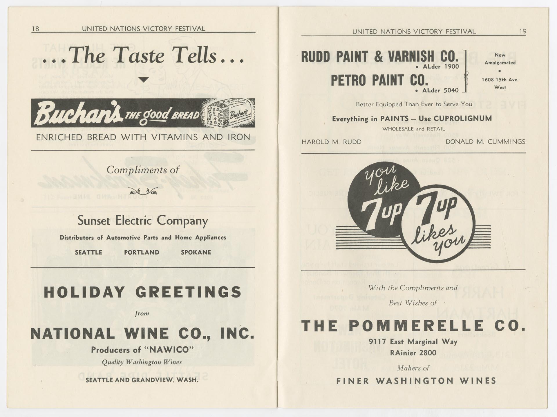 Image of Program for the United Nations Victory Festival, Seattle, December1945