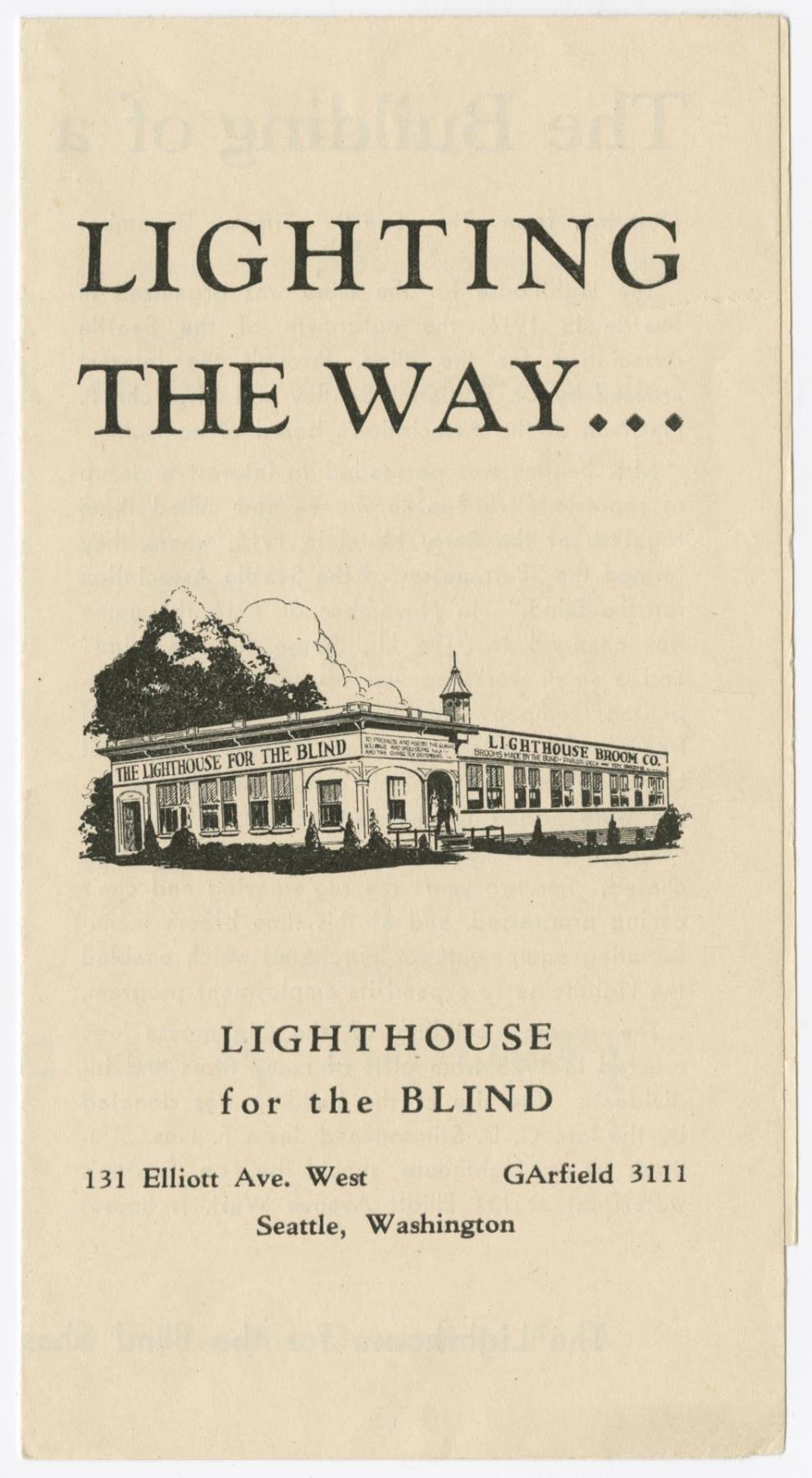 Image of Lighthouse for the Blind brochure, Seattle, circa 1935