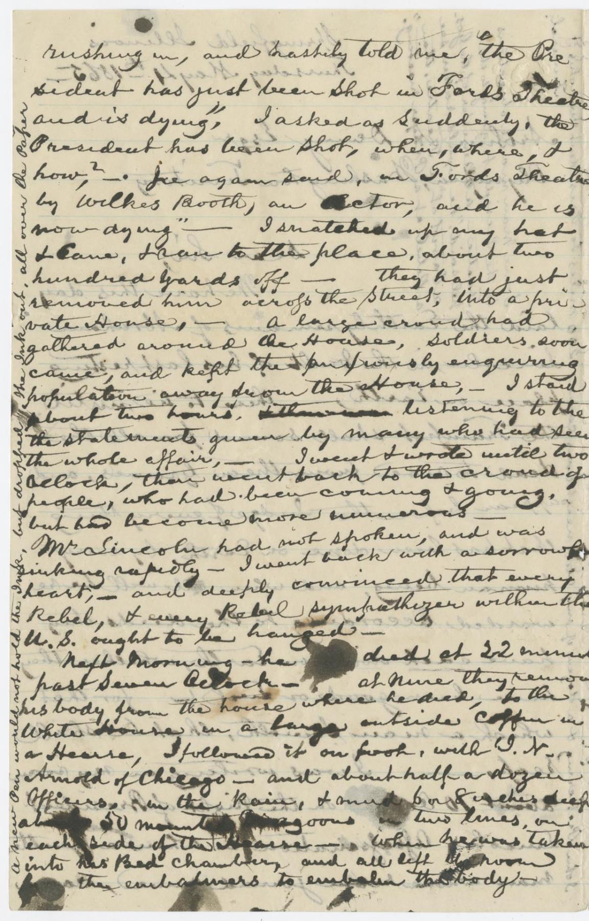 Image of William Pickering's letter to Arthur Denny about Lincoln assassination, Washington, DC, May 4, 1865