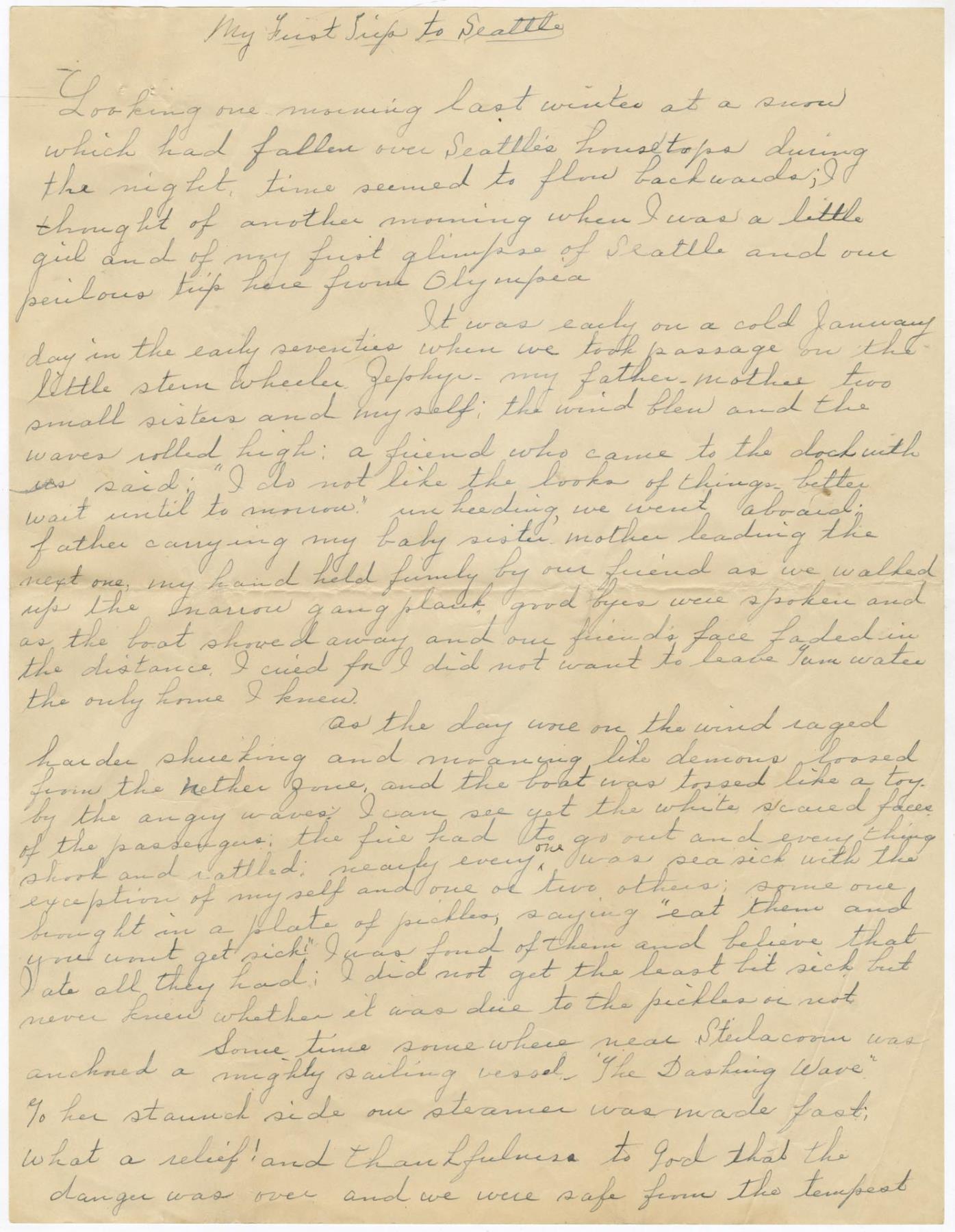 Image of My First Trip to Seattle, by Nora Leonard Vandeventer, circa 1938