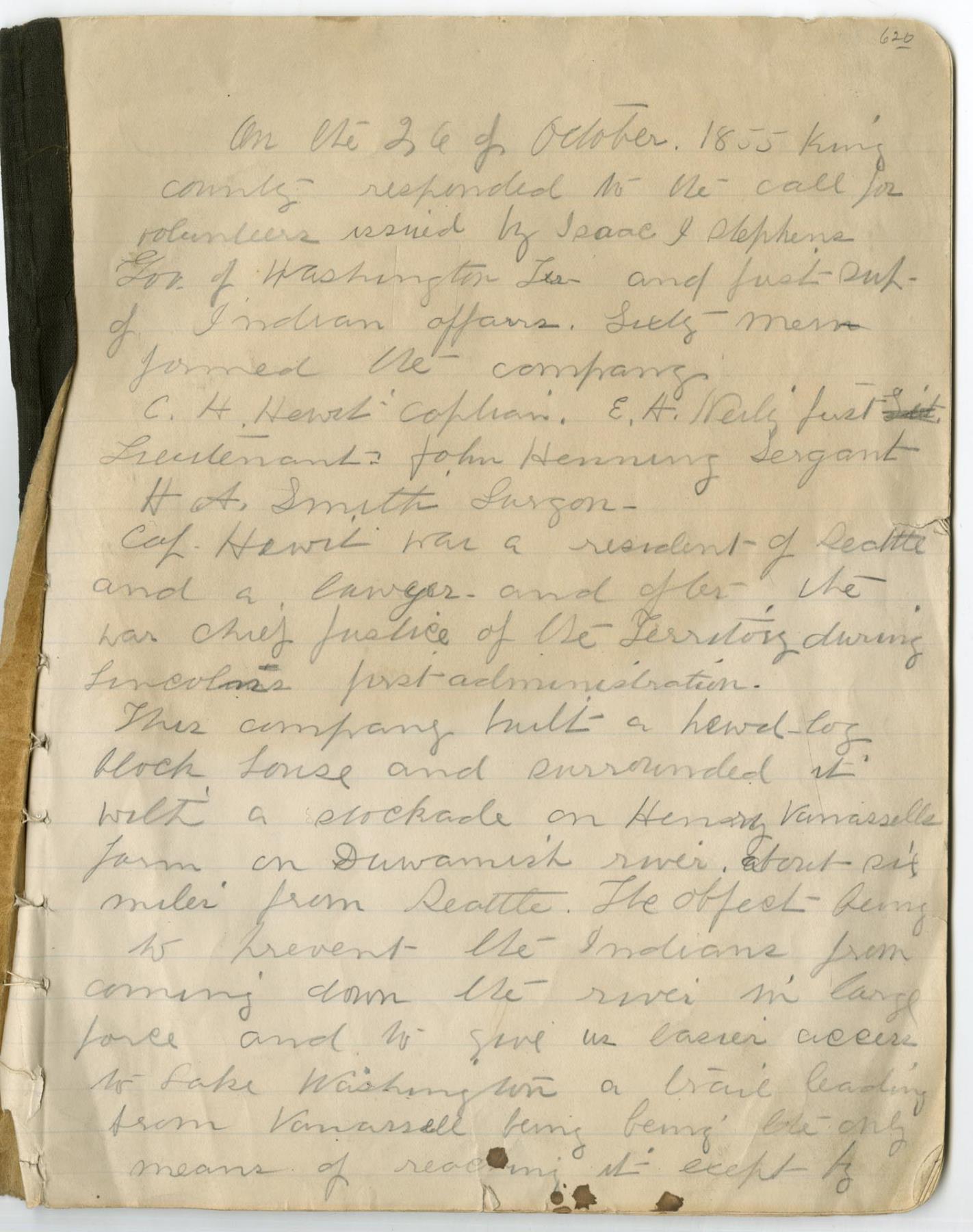 Image of Henry A. Smith's recollection of 1856 