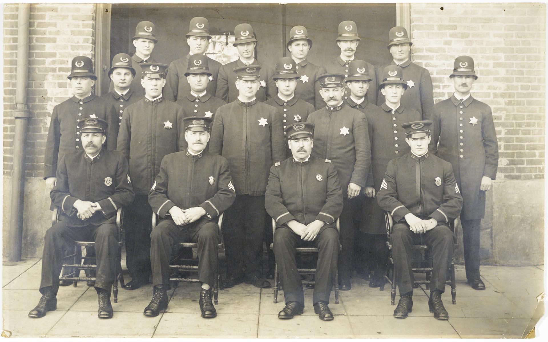 Image of Members of Seattle Police Department, Ballard Station, April, 1913
