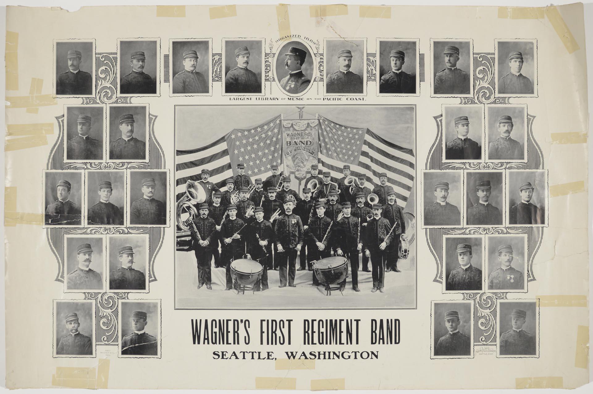 Image of Wagner's First Regiment Band, Seattle, 1889