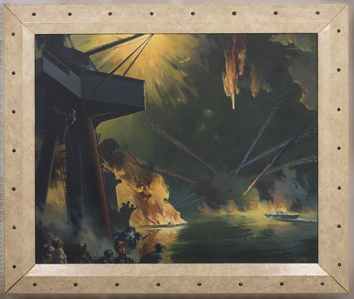 Image of Painting of a nighttime naval battle off Saipan by Edward Grigware, 1944