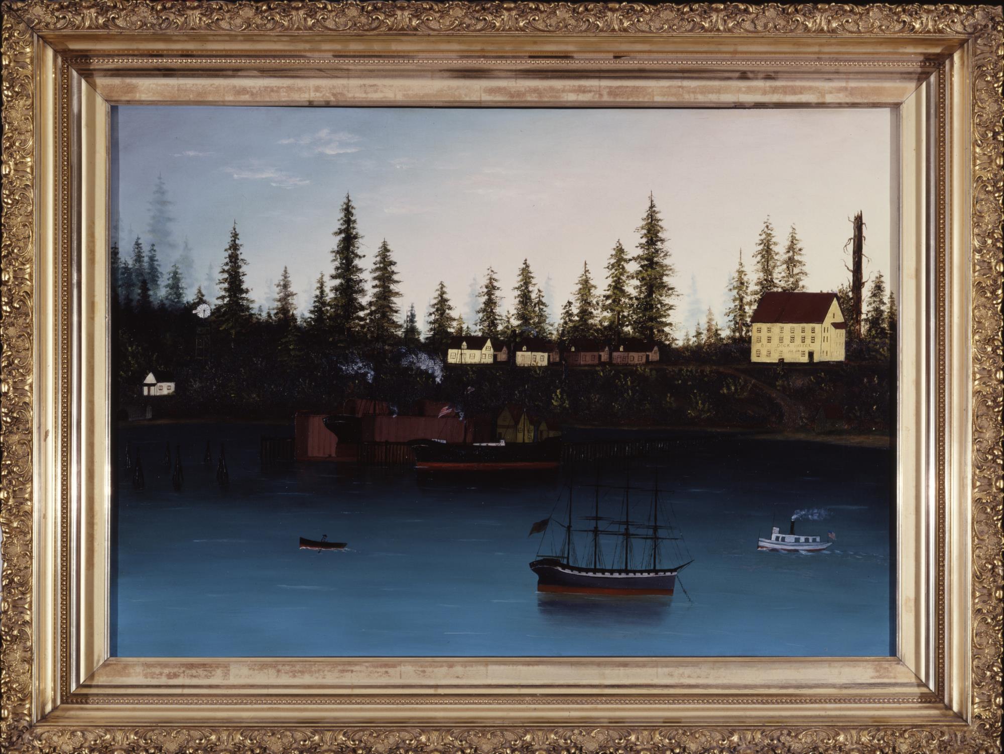 Image of Painting of shipyards at Dockton on Maury Island by Alice Samson, ca. 1907