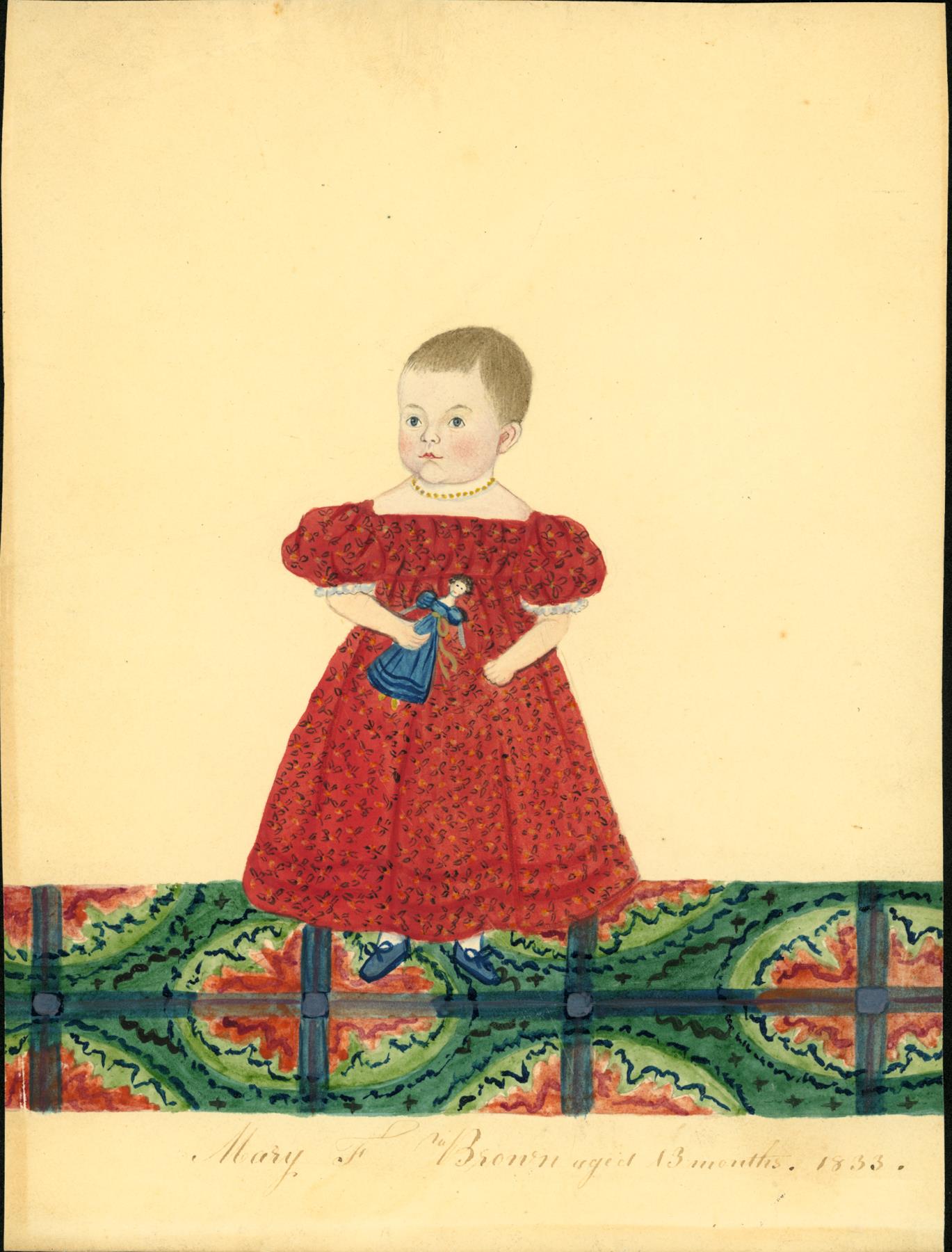 Image of Watercolor portrait of Mary Folger Brown by unknown artist, ca. 1833