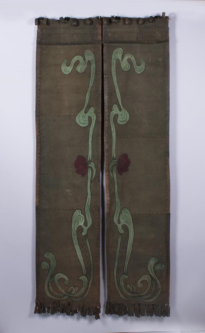 Image of Pair of green leather portières from the home of Melvin Albert Weed, 1902