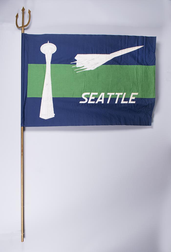 Image of Handmade Seattle flag made by Dr. Willard Goff, 1968