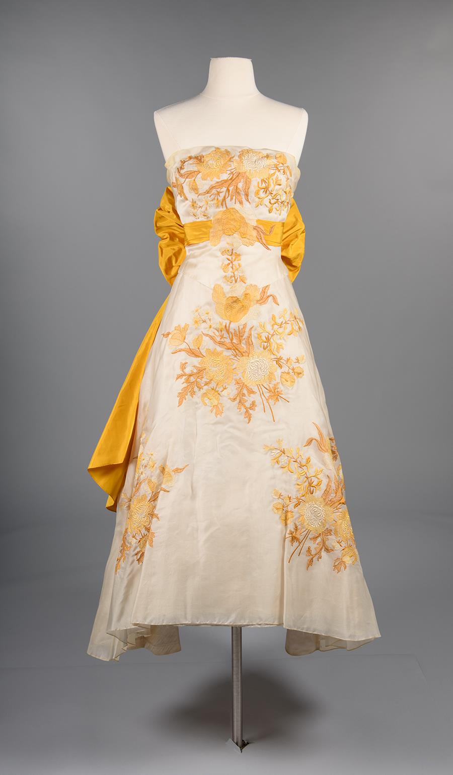 Image of Evening gown with taffeta bow from Frederick & Nelson, ca. 1955