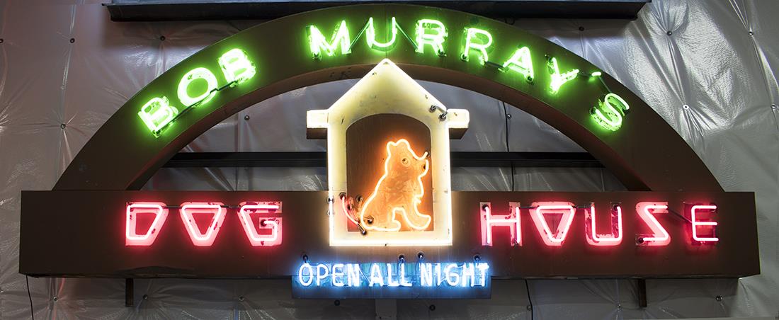 Image of Bob Murray's Dog House Restaurant neon sign, ca. 1930