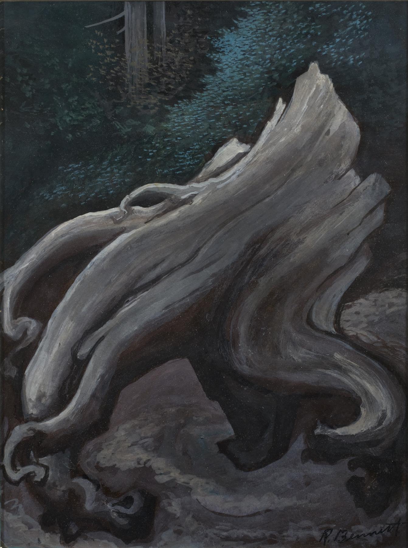 Image of Intimate view of a stylized stump painted by Richard Bennett, ca. 1940-1948
