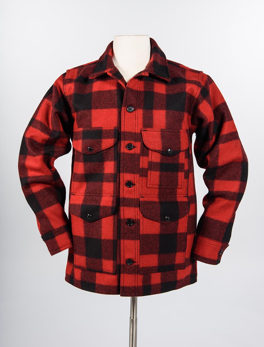 Image of Black and red Filson Mackinaw Cruiser jacket, ca. 2013