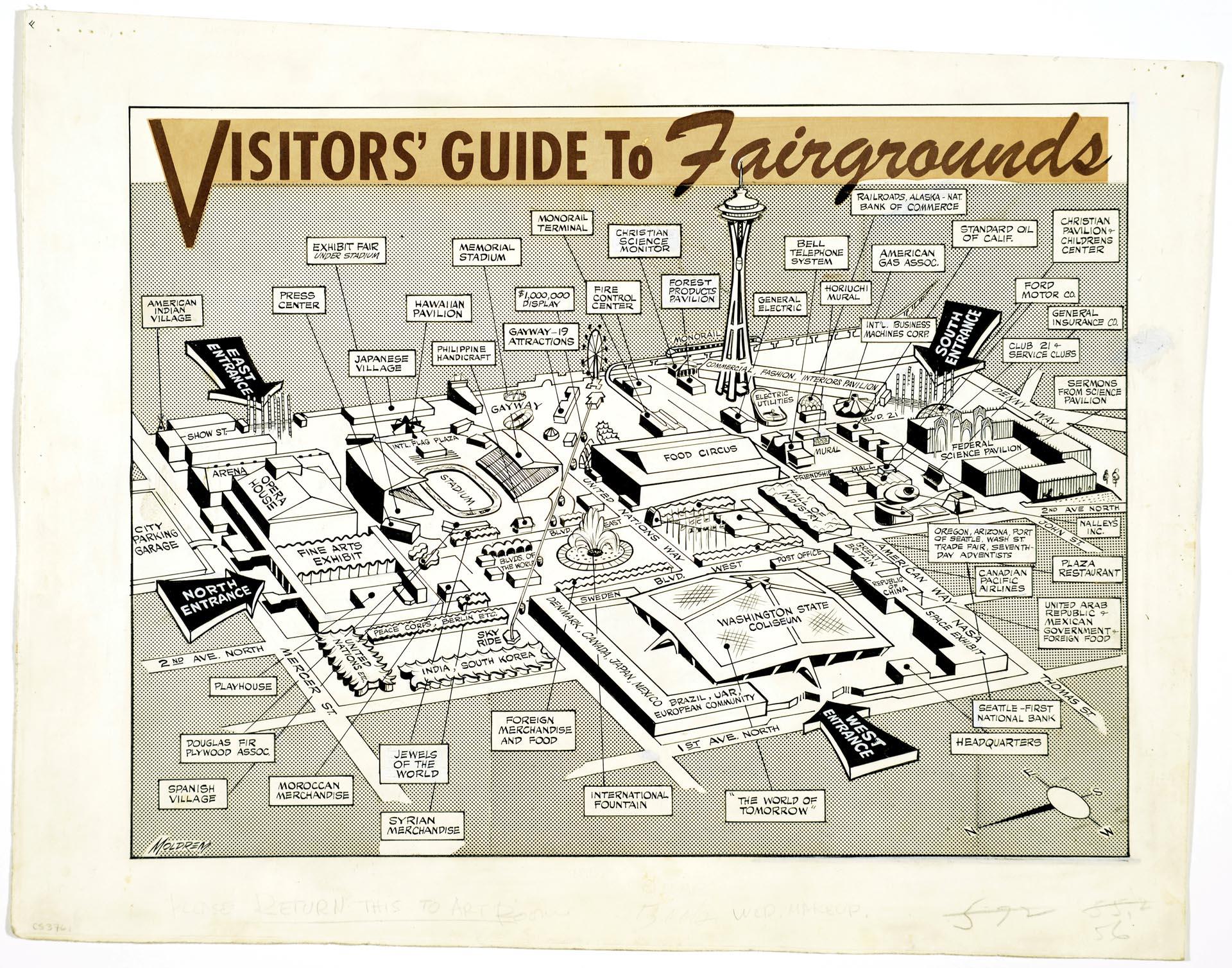Image of Visitors' Guide to Fairground, layout for printing, 1962