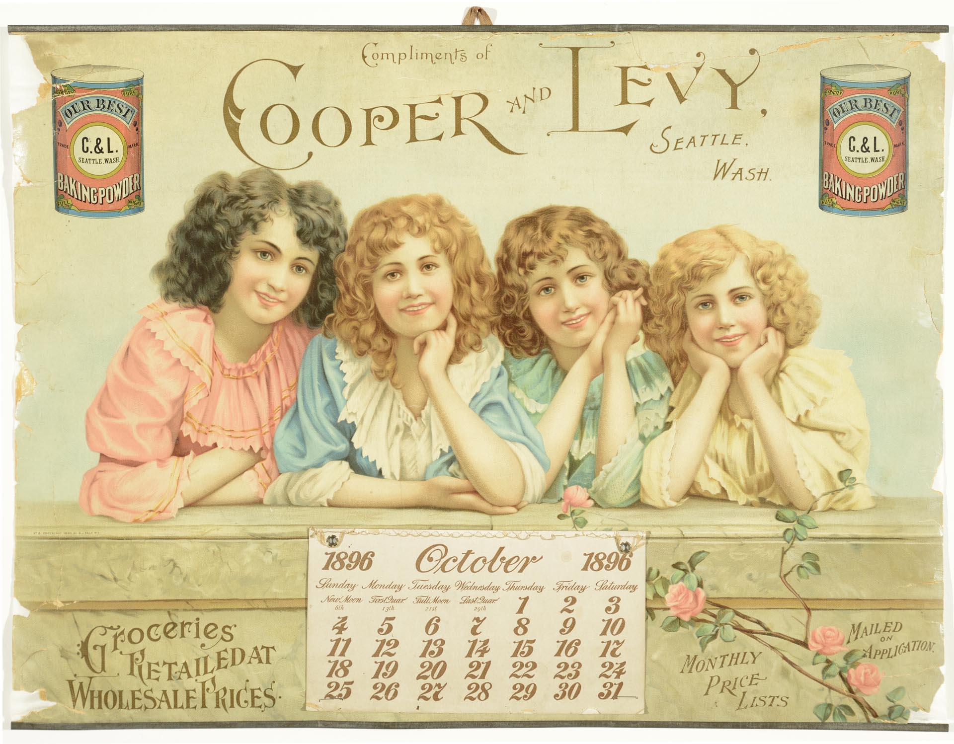 Image of Cooper and Levy calendar, Seattle, 1896