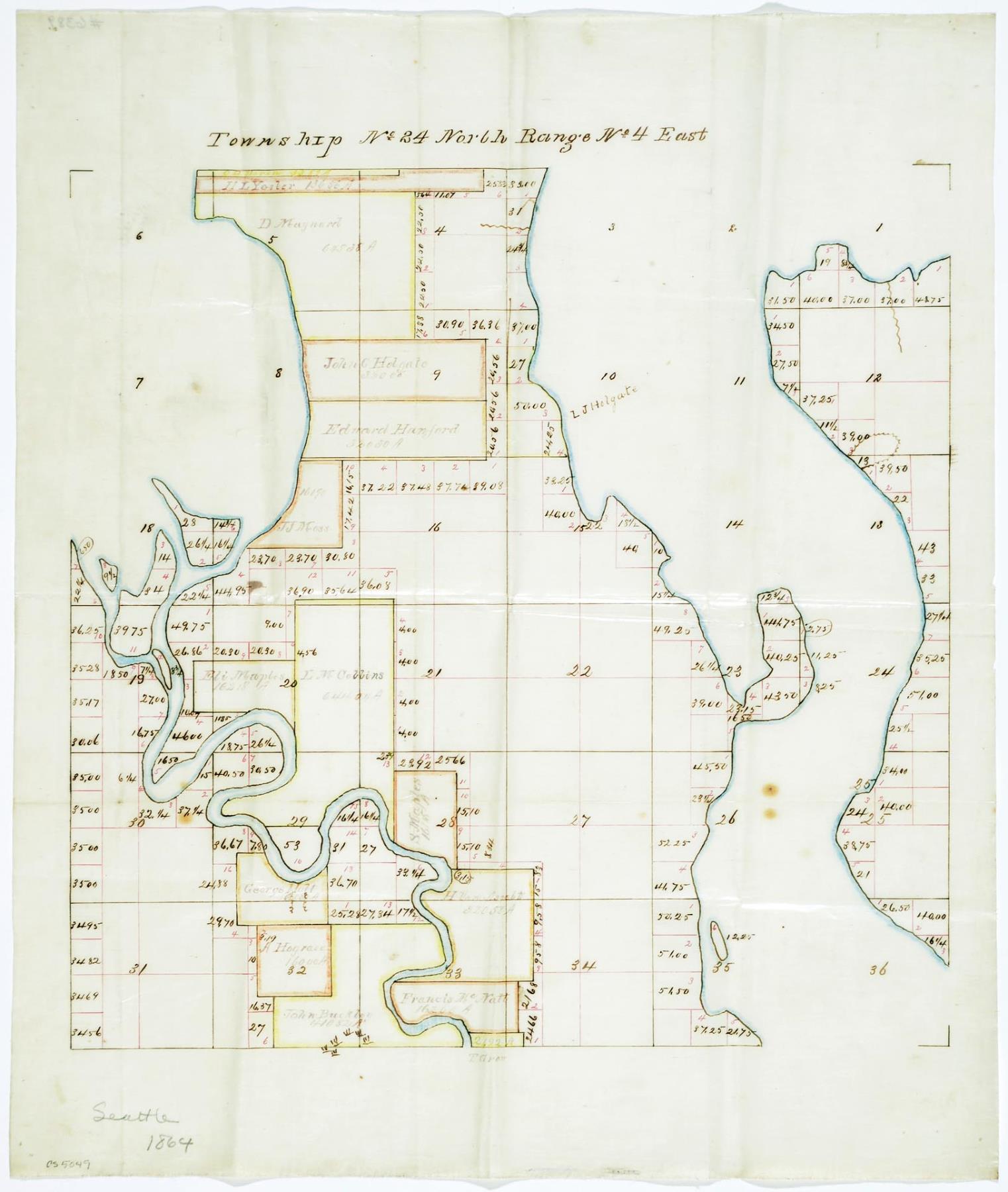 Image of Township No 24 North Range No 4 East, 1864