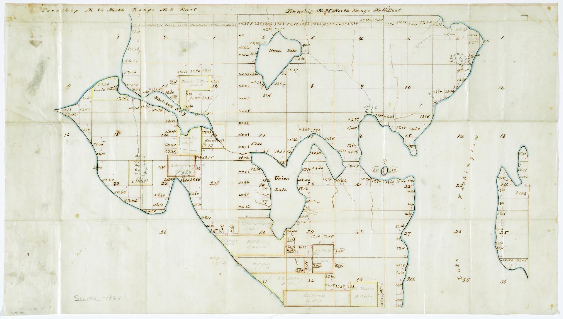 Image of Township No 25 North Range No 3 East and Township No 25 North Range No 4 East, 1864