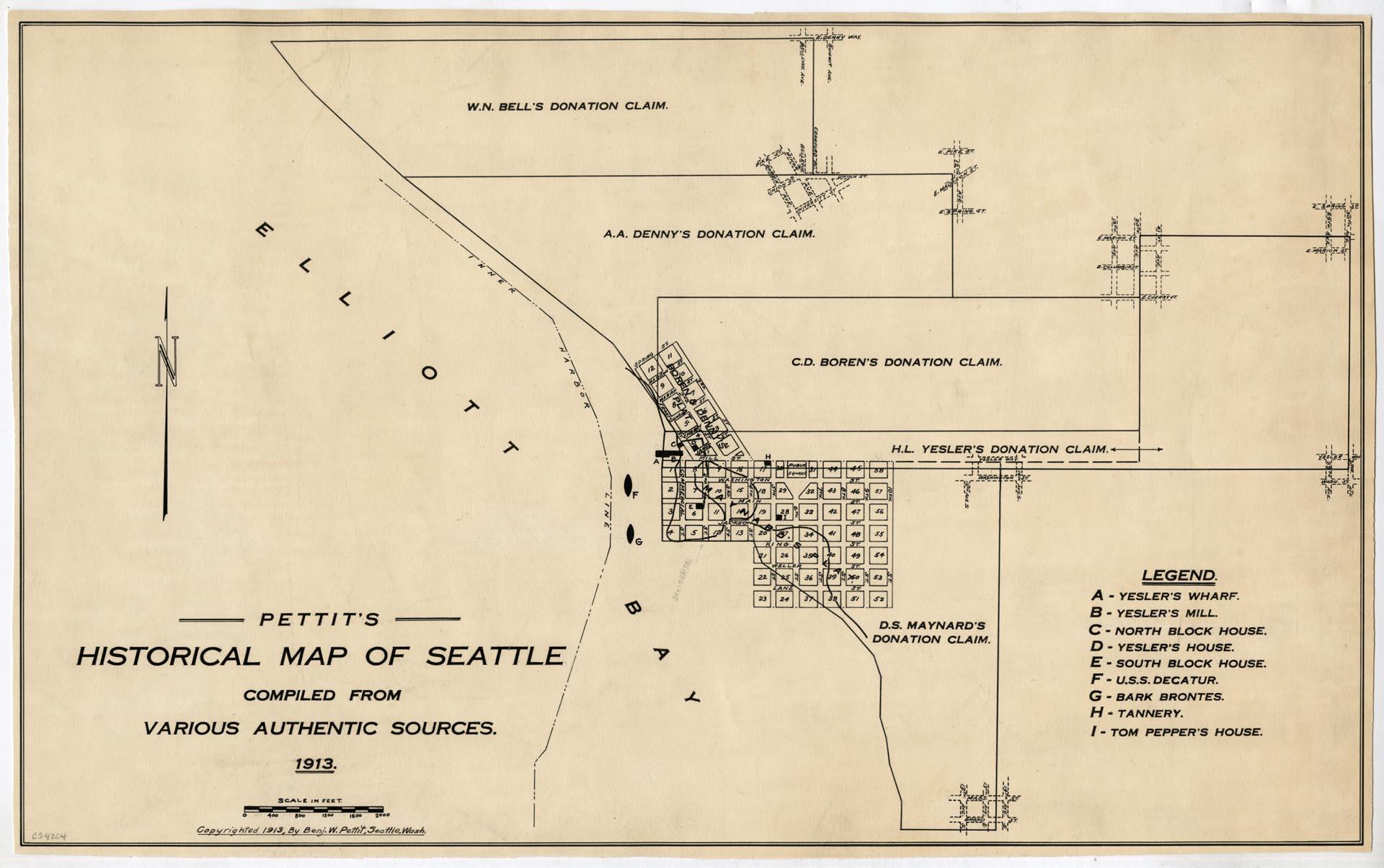 Image of Pettit's Historical Map of Seattle, 1913