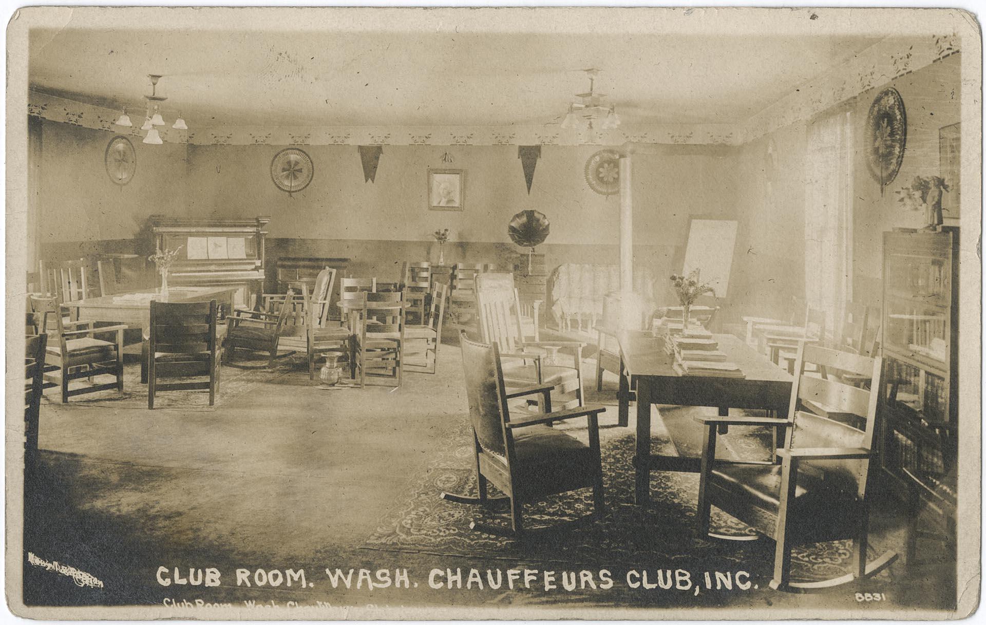 Image of Club room at Washington Chauffeurs Club, Seattle, circa 1909