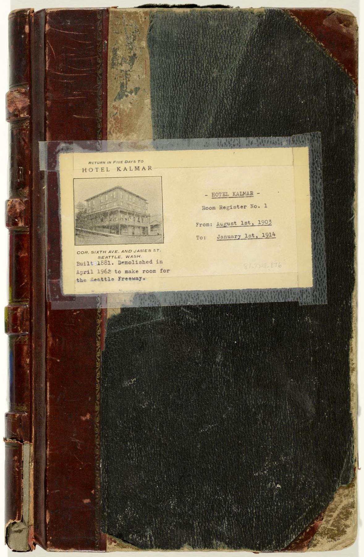 Image of Hotel Kalmar guest register, Seattle, 1903-1914