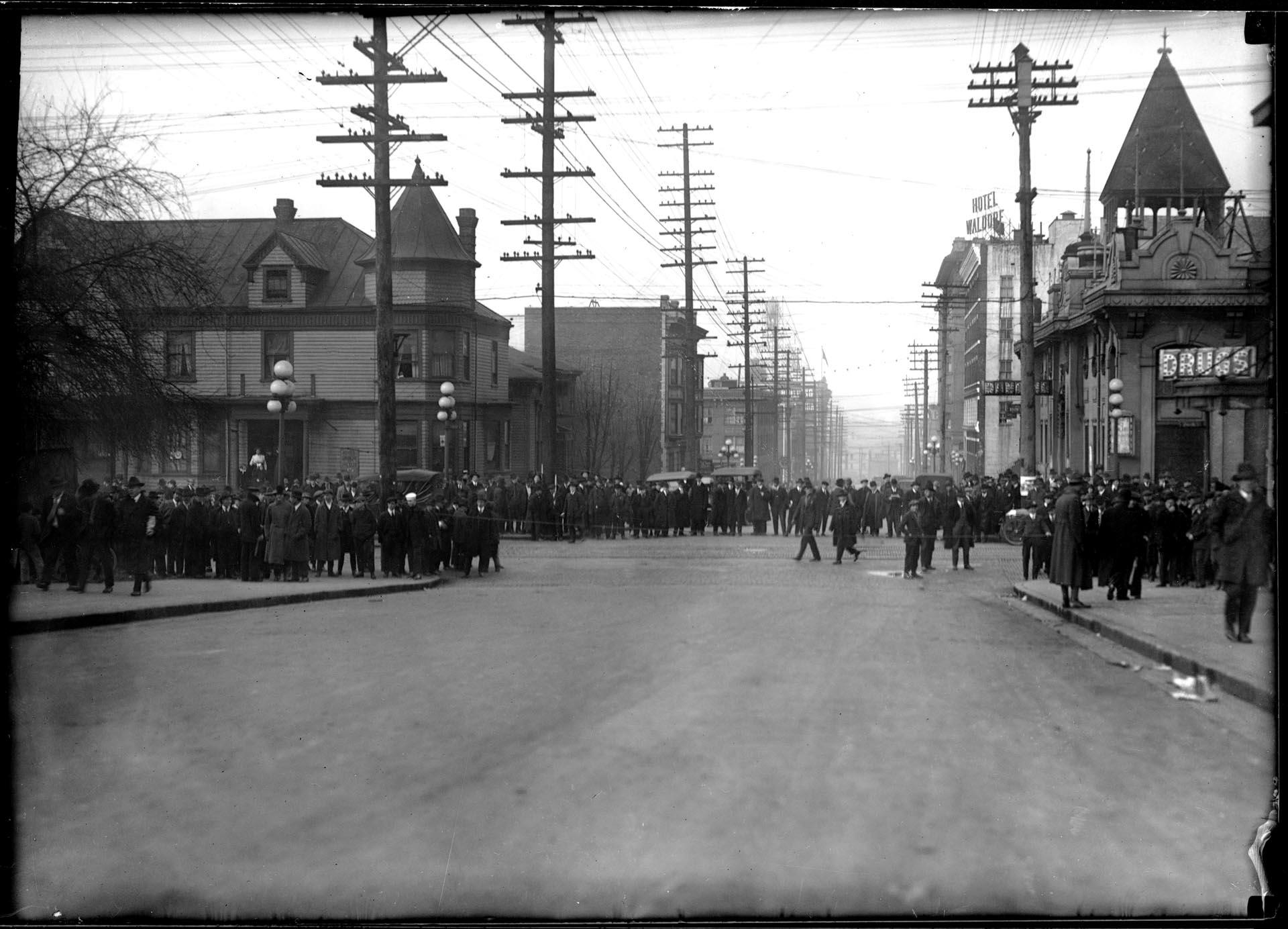 Image of Seventh and Pike during the Strike, Seattle, February 7, 1919