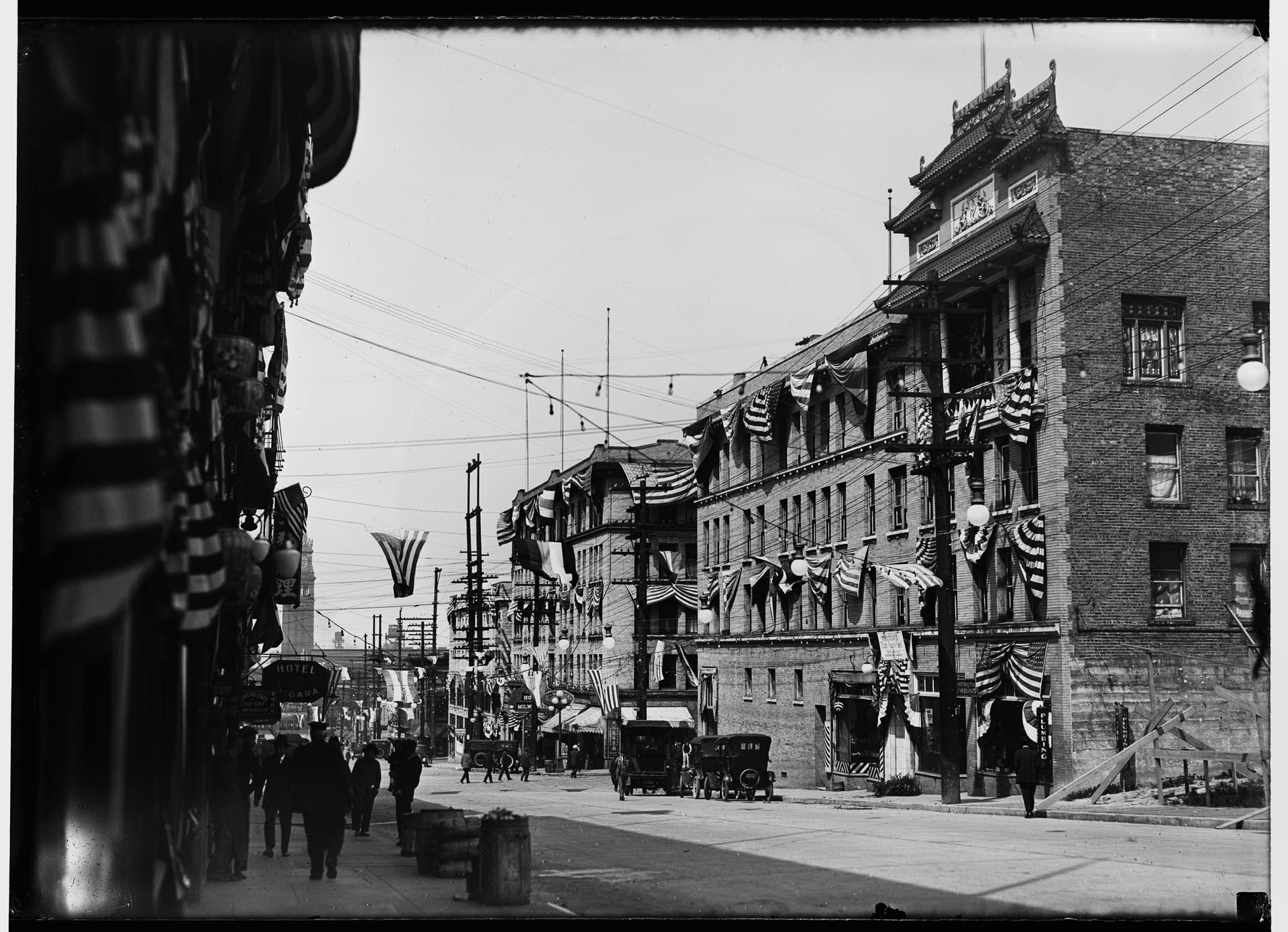 Image of Go Hing Festival decorations on King Street, Seattle, May 1921