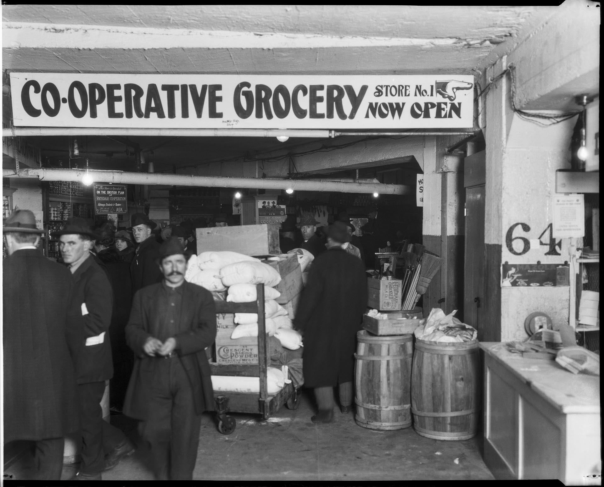 Image of Customers shopping inside Co-operative Grocery Store No. 1, Seattle, circa 1918