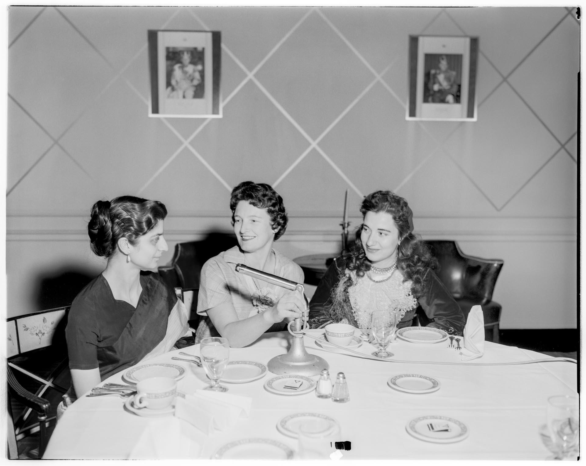 Image of Students and toastmistress at sorority luncheon, January 1959