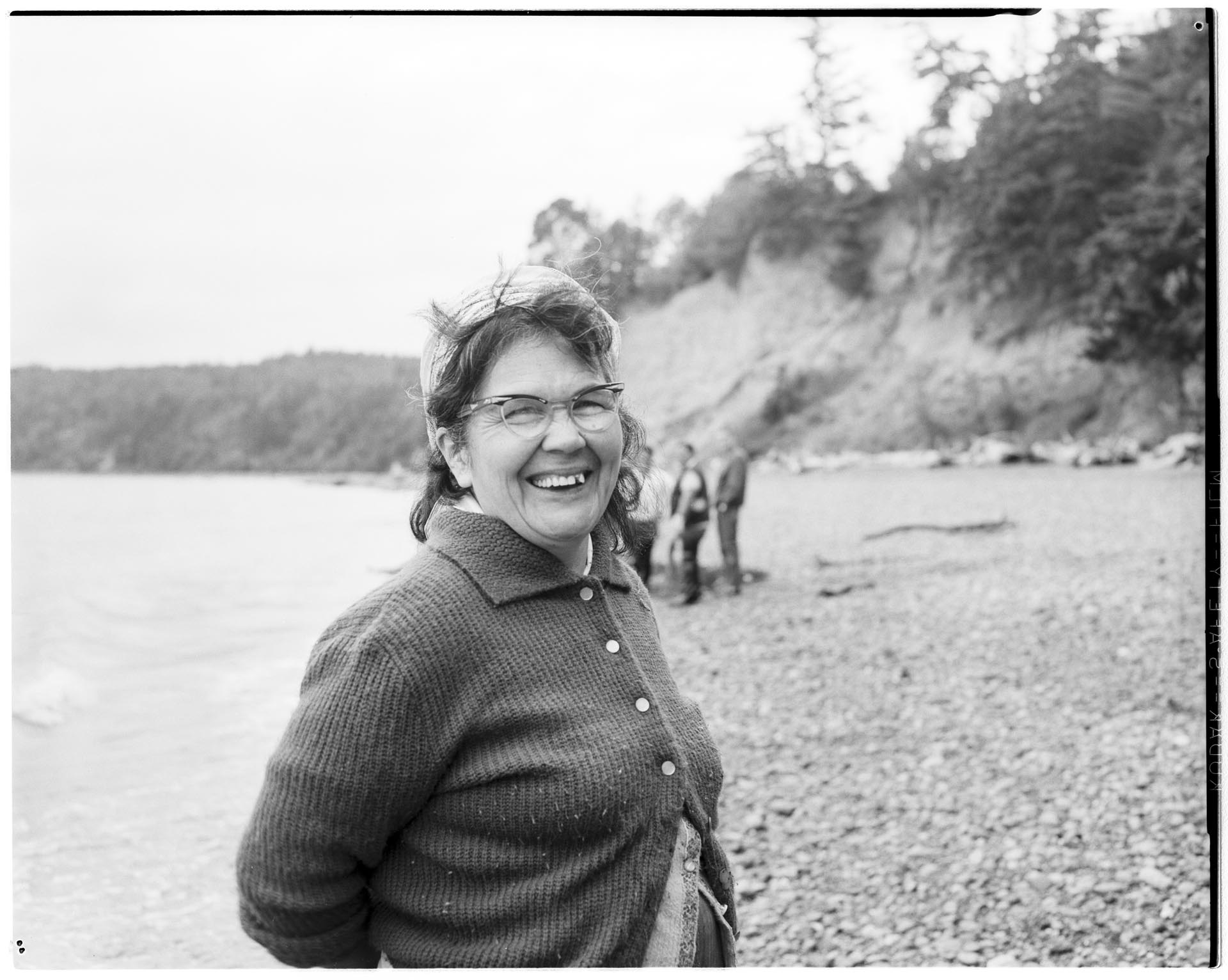Image of Marya Moses on beach, July 5, 1962