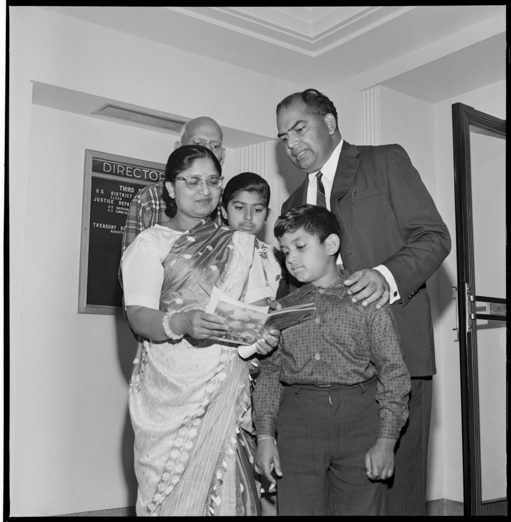 Image of Rao family at US District Court for naturalization ceremony, August 12, 1963