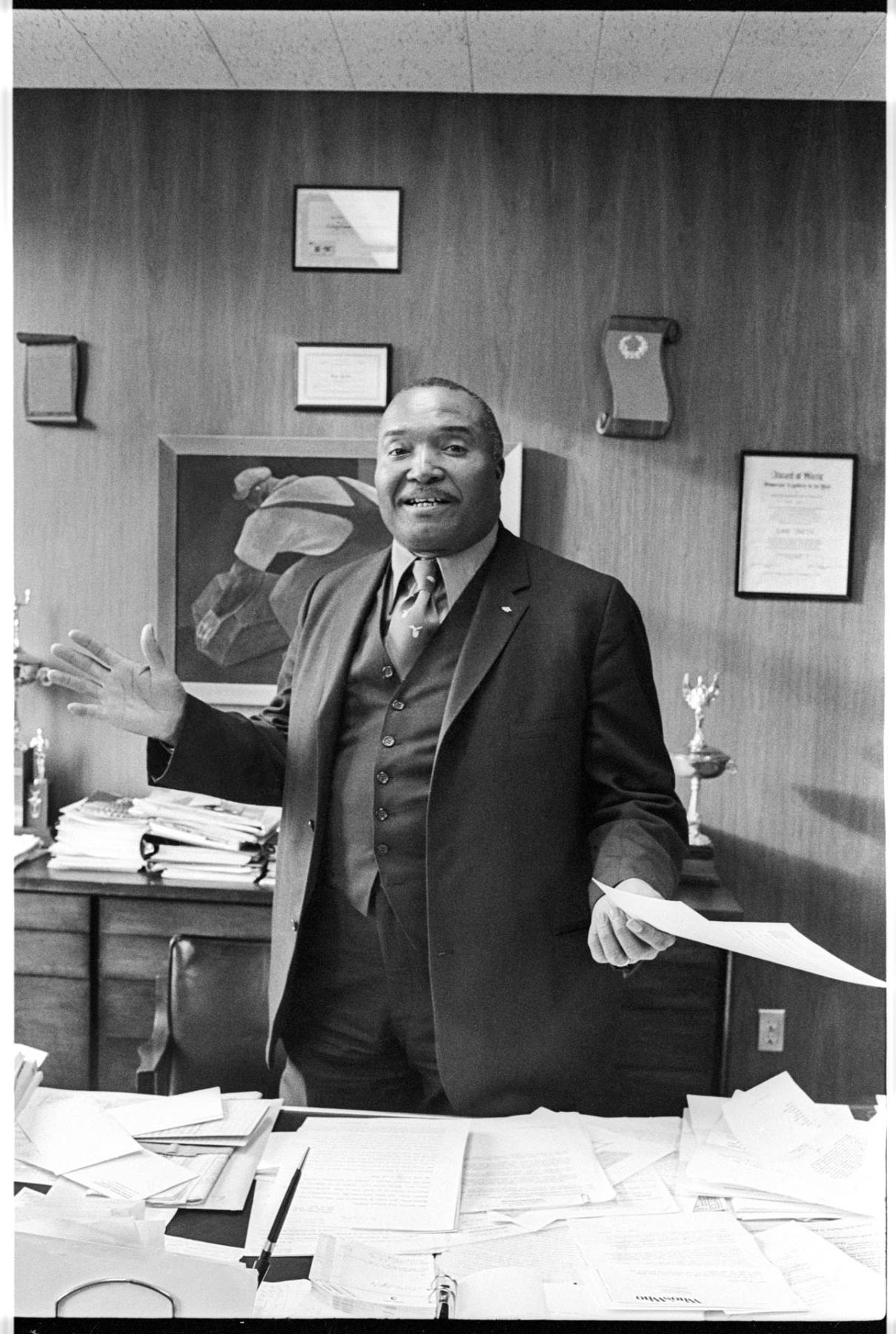 Image of Sam Smith in his office, February 1971