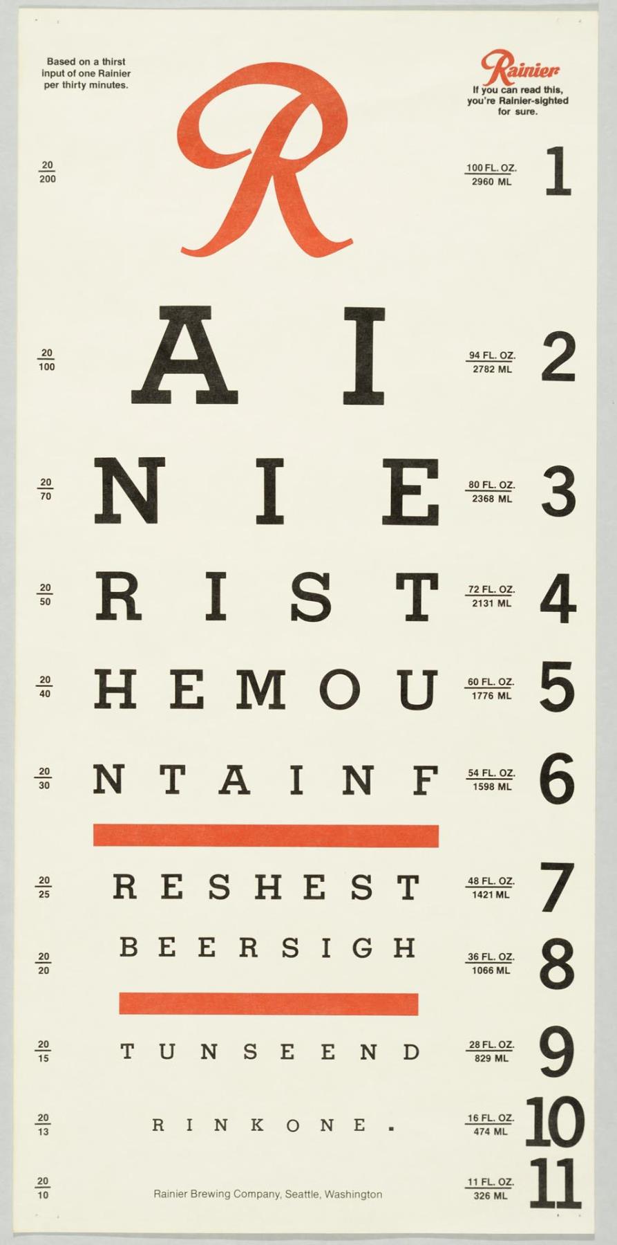 Image of Rainier-sighted poster, Seattle, circa 1975
