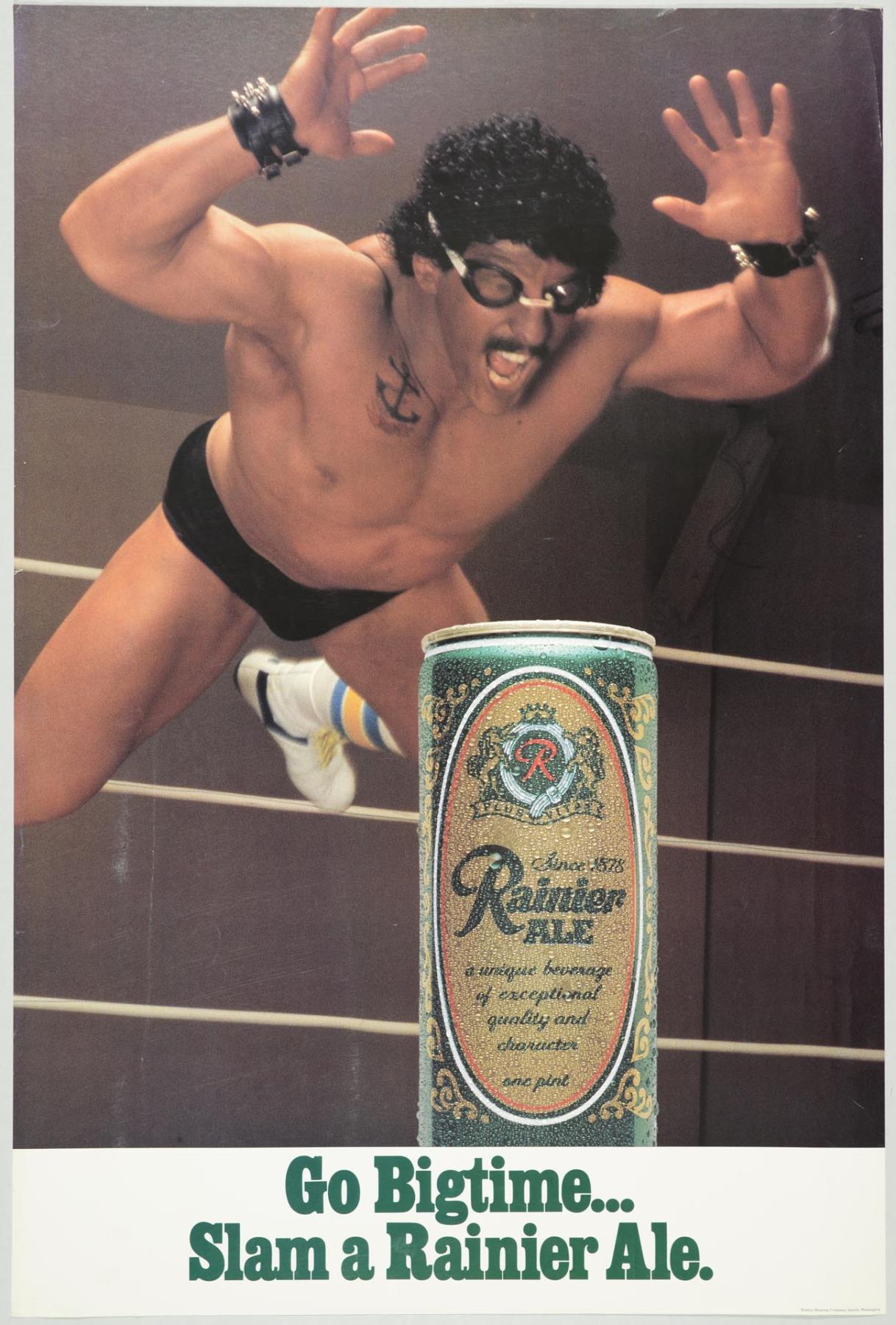 Image of Go Bigtime...Slam a Rainier Ale poster, Seattle, circa 1975