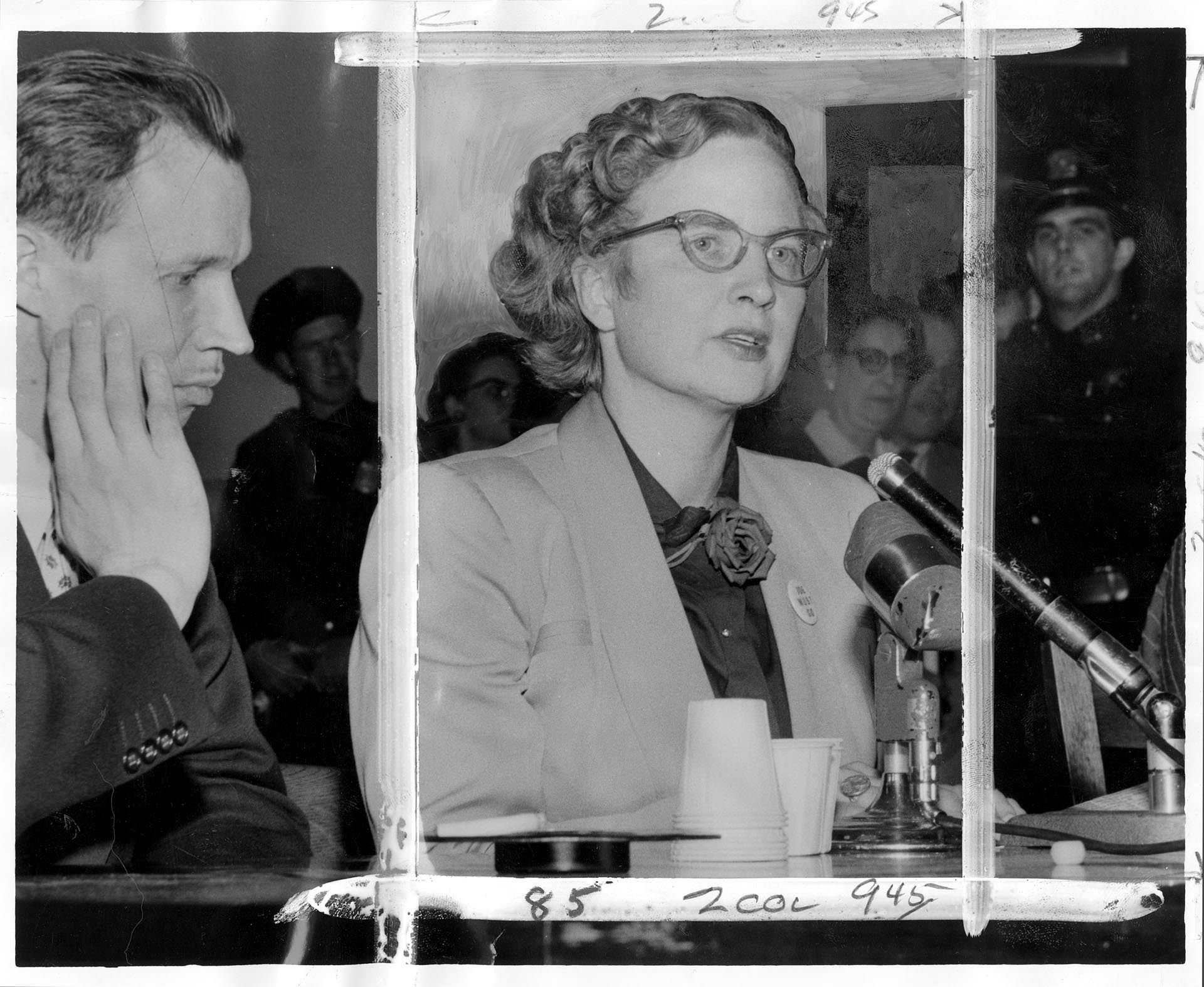 Image of Baba Jeanne Mangaoang speaking at Congressional hearing, Washington, D.C., June 16, 1954