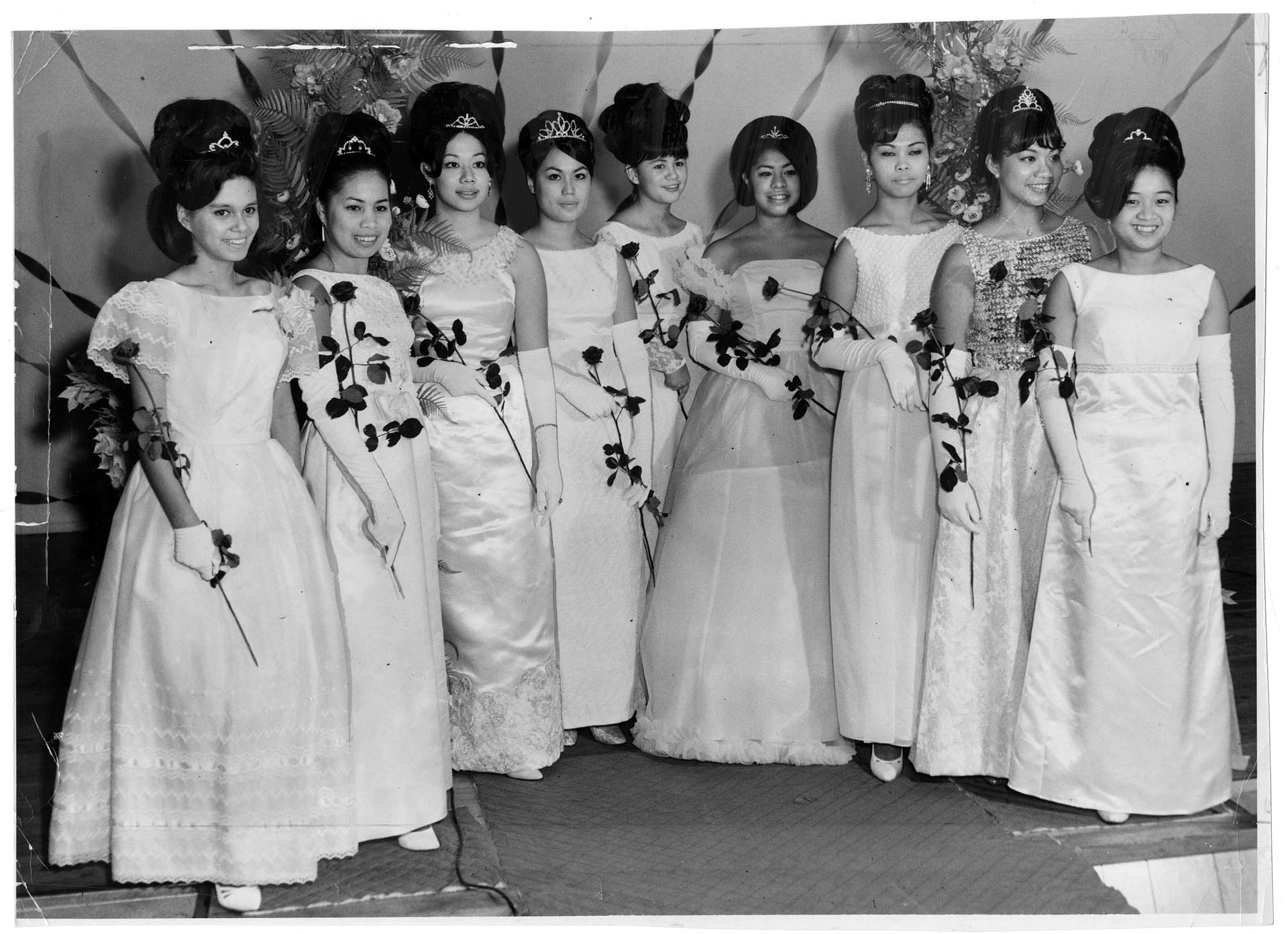 Image of Filipino-American débutantes at Filipino Community Center, Seattle, January 14, 1967