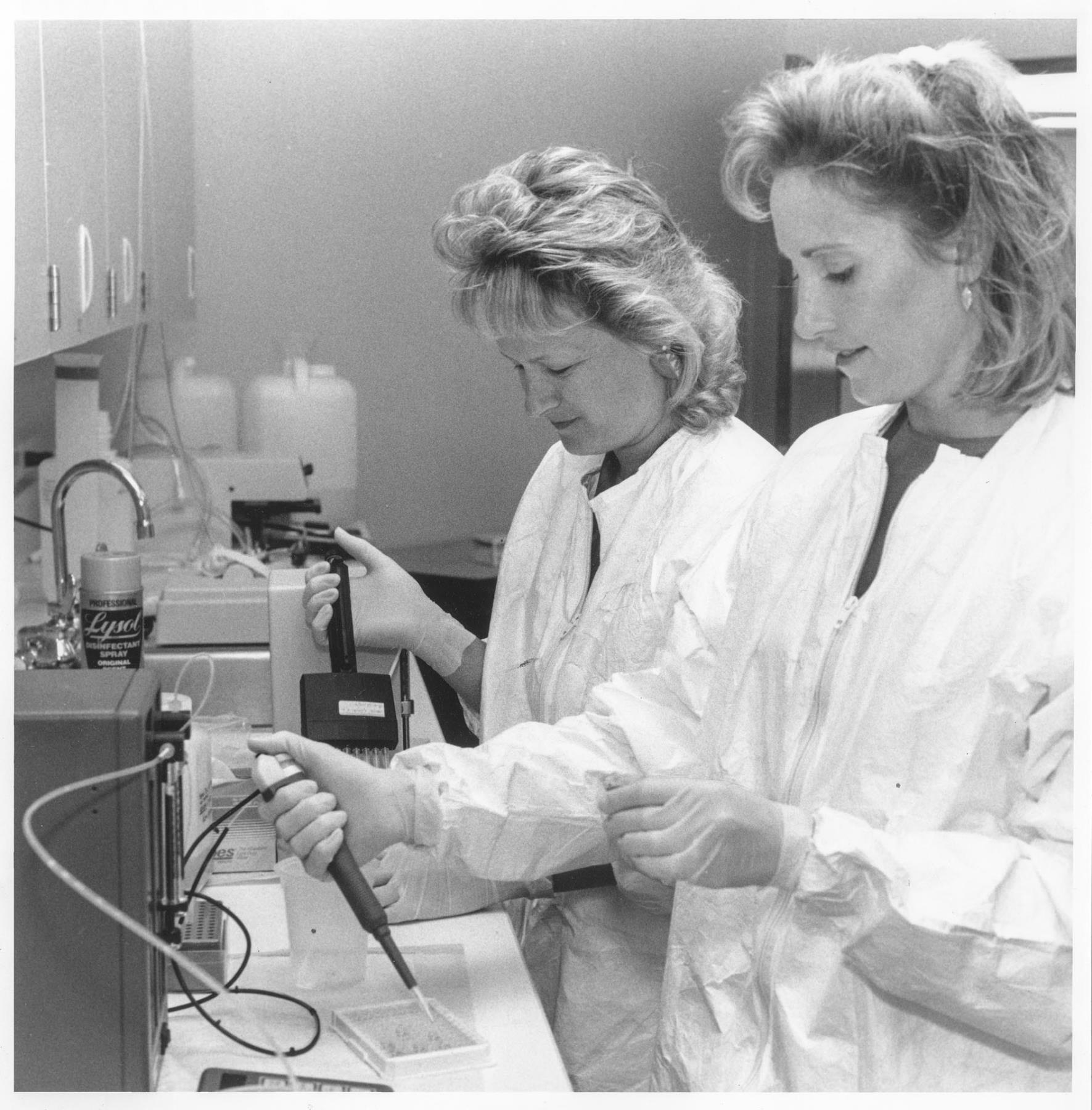 Image of Women working at Genetic Systems lab, Redmond, July 15, 1991