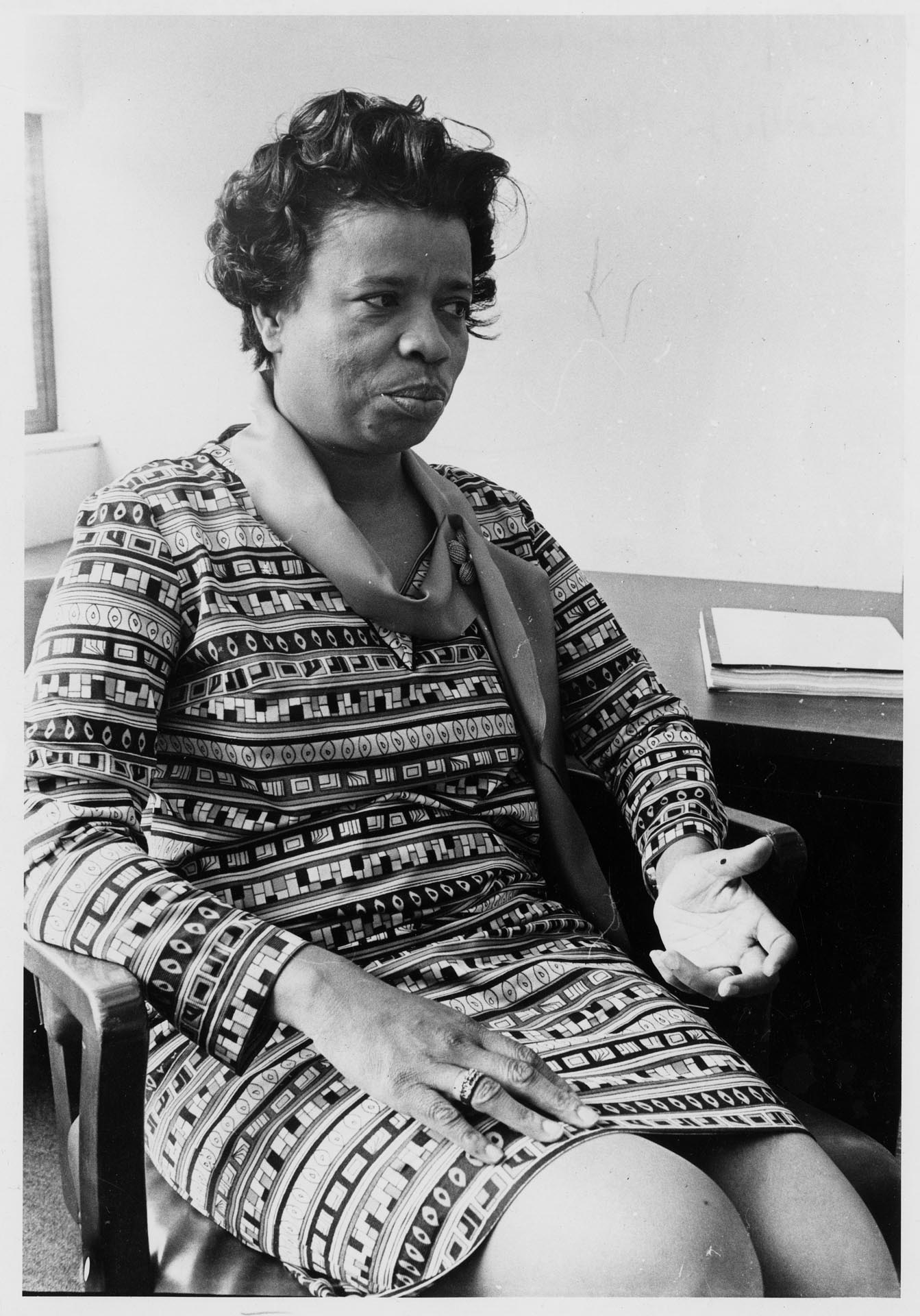 Image of Dorothy Hollingsworth in Model Cities office, Seattle, August 1972
