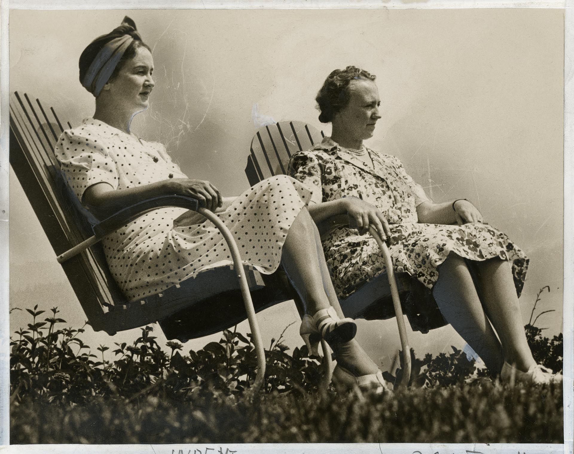 Image of Marjorie Jones and Helen Dorman planning for UW garden party, Seattle, July 18, 1941