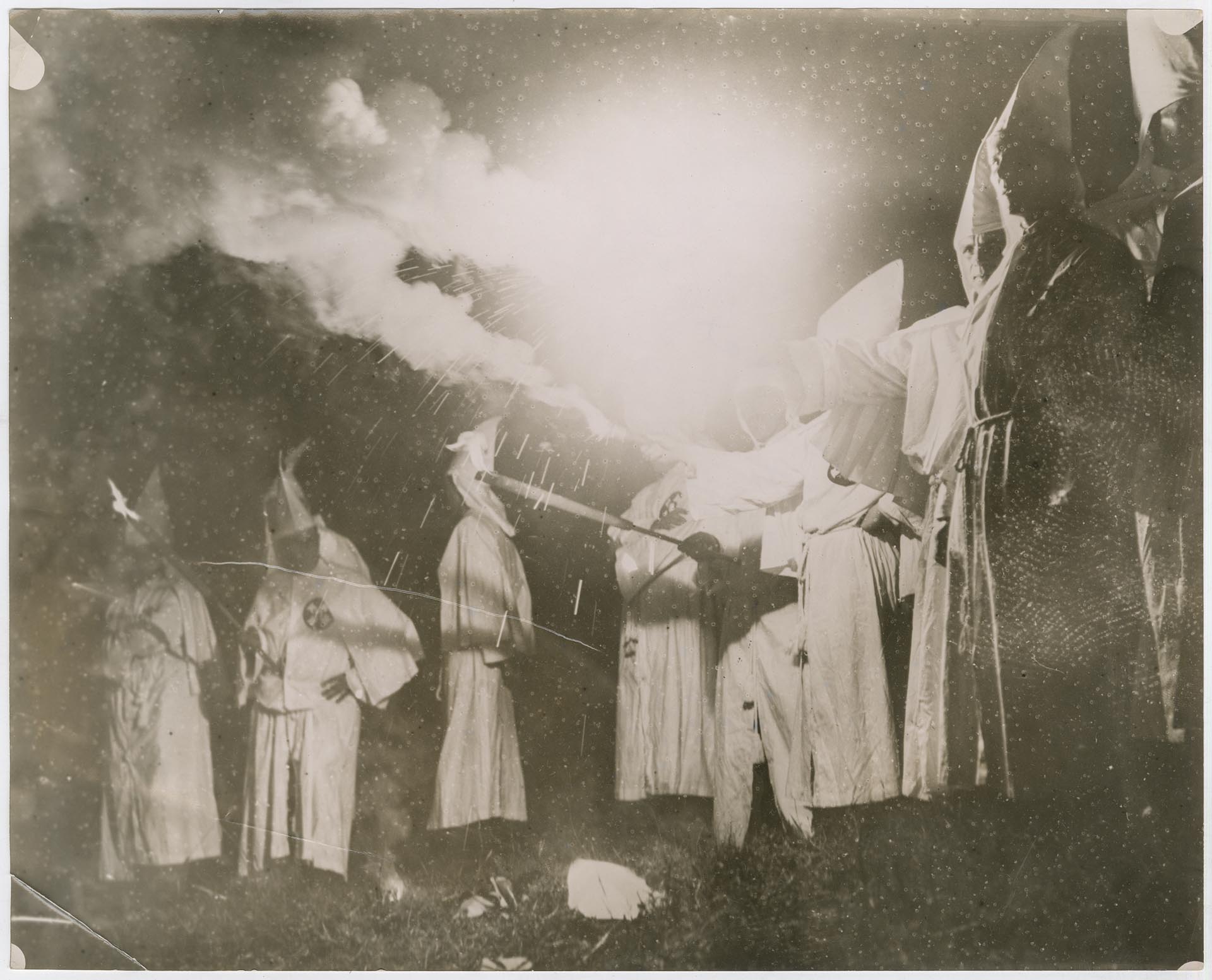 Image of Klansmen at initiation ceremony at Wilson Station, Renton, July 14, 1923