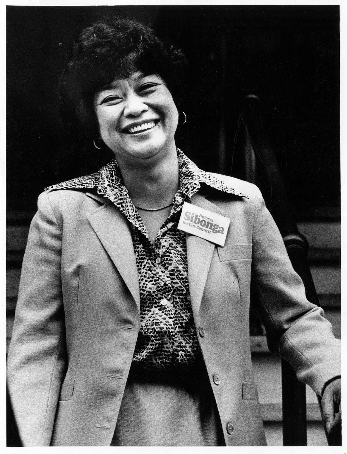 Image of Dolores Sibonga campaigning for City Council, Seattle, October 4, 1979
